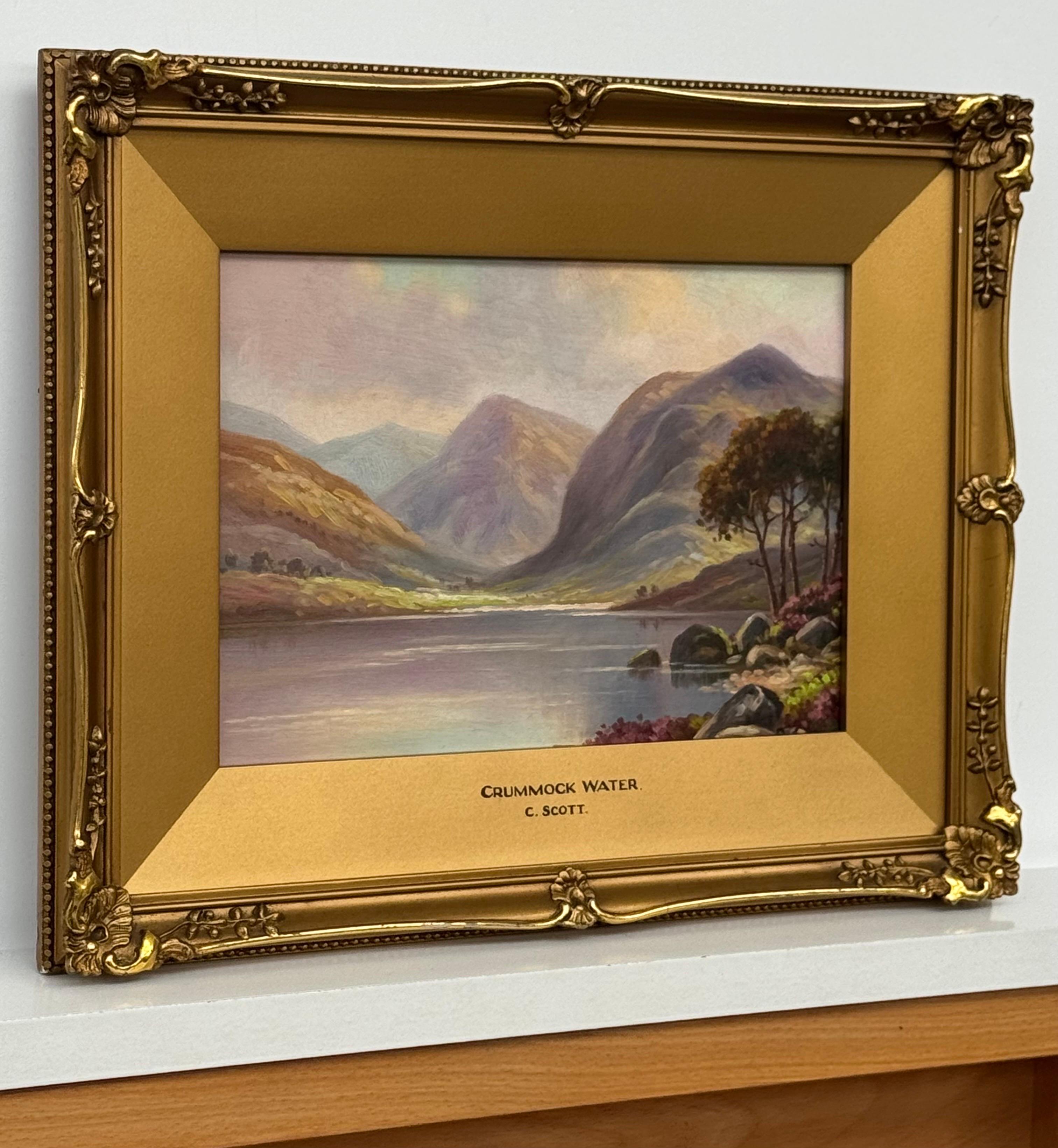 Miniatur Vintage Ölgemälde von Crummock Water in der englischen Lake District im Angebot 8