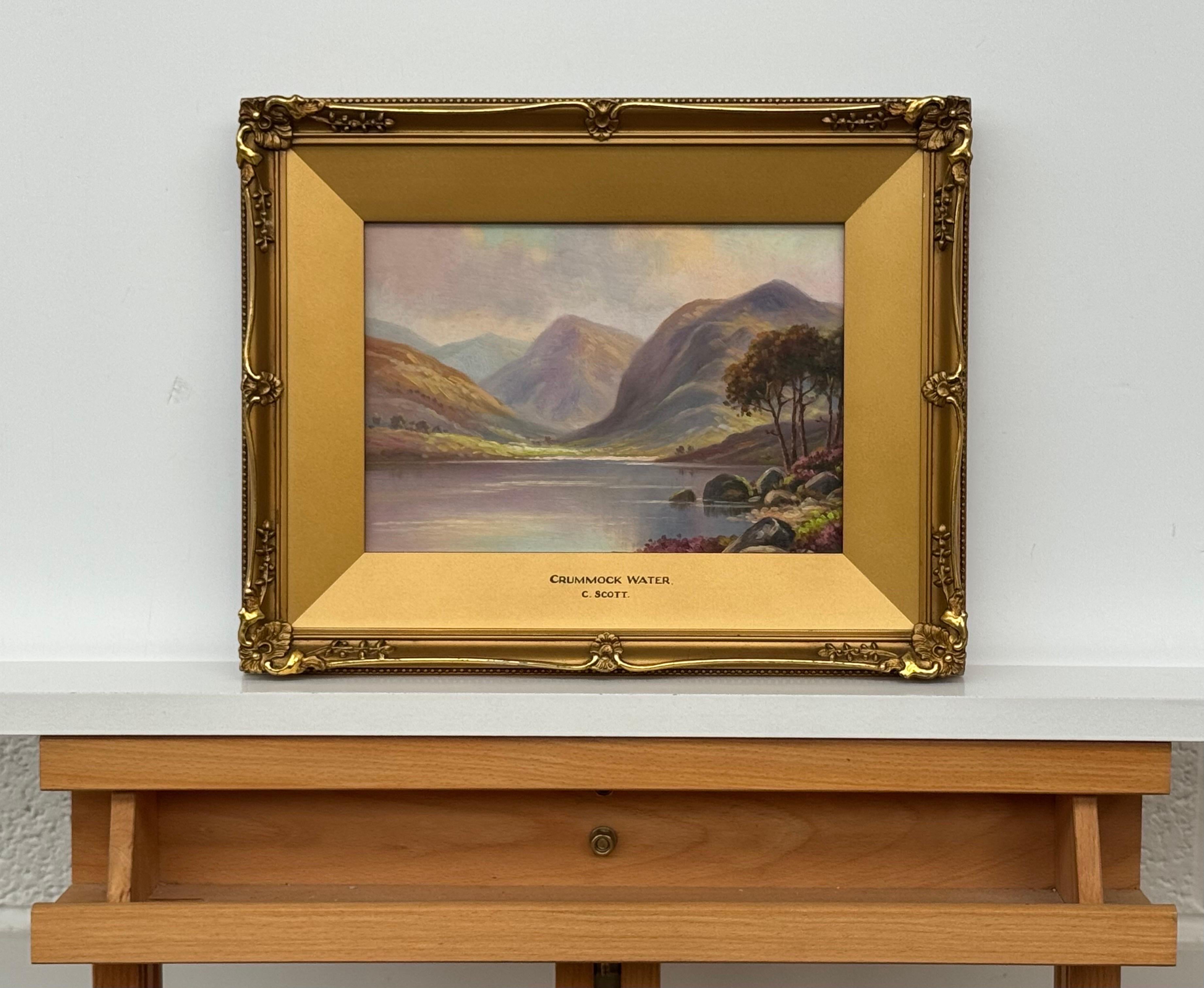Miniatur Vintage Ölgemälde von Crummock Water in der englischen Lake District im Angebot 9
