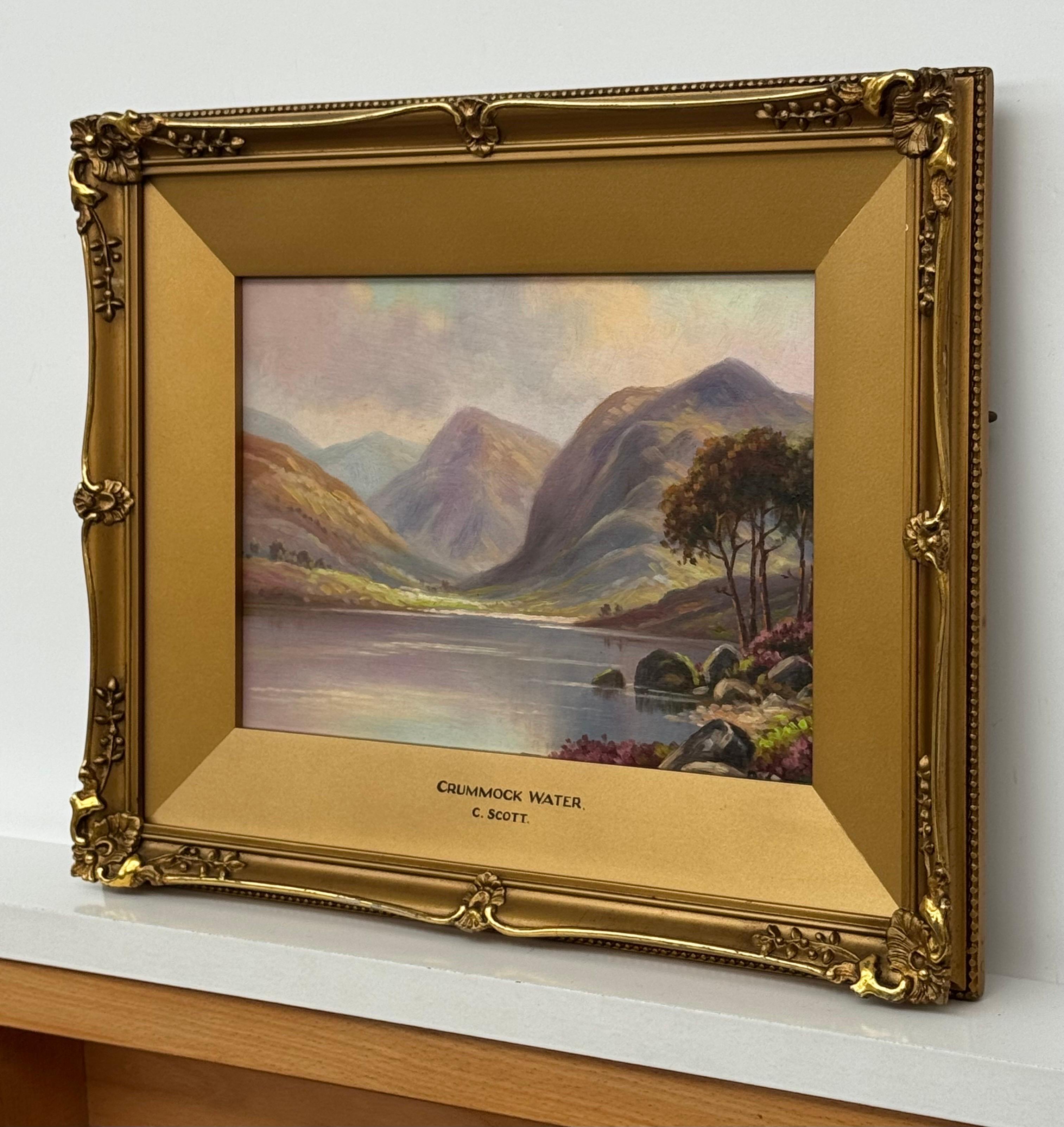 Miniatur Vintage Ölgemälde von Crummock Water in der englischen Lake District im Angebot 10
