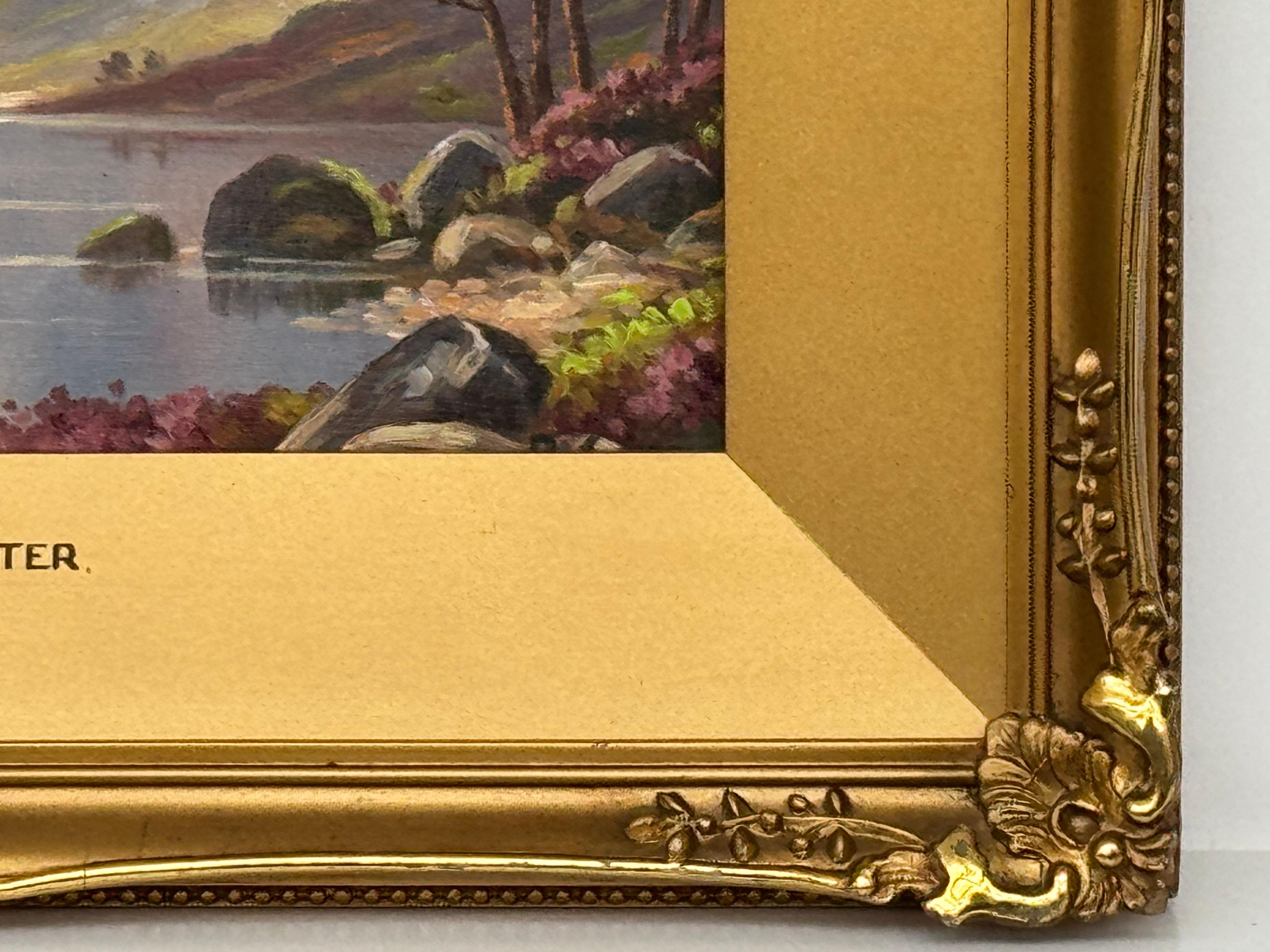Miniatur Vintage Ölgemälde von Crummock Water in der englischen Lake District im Angebot 2
