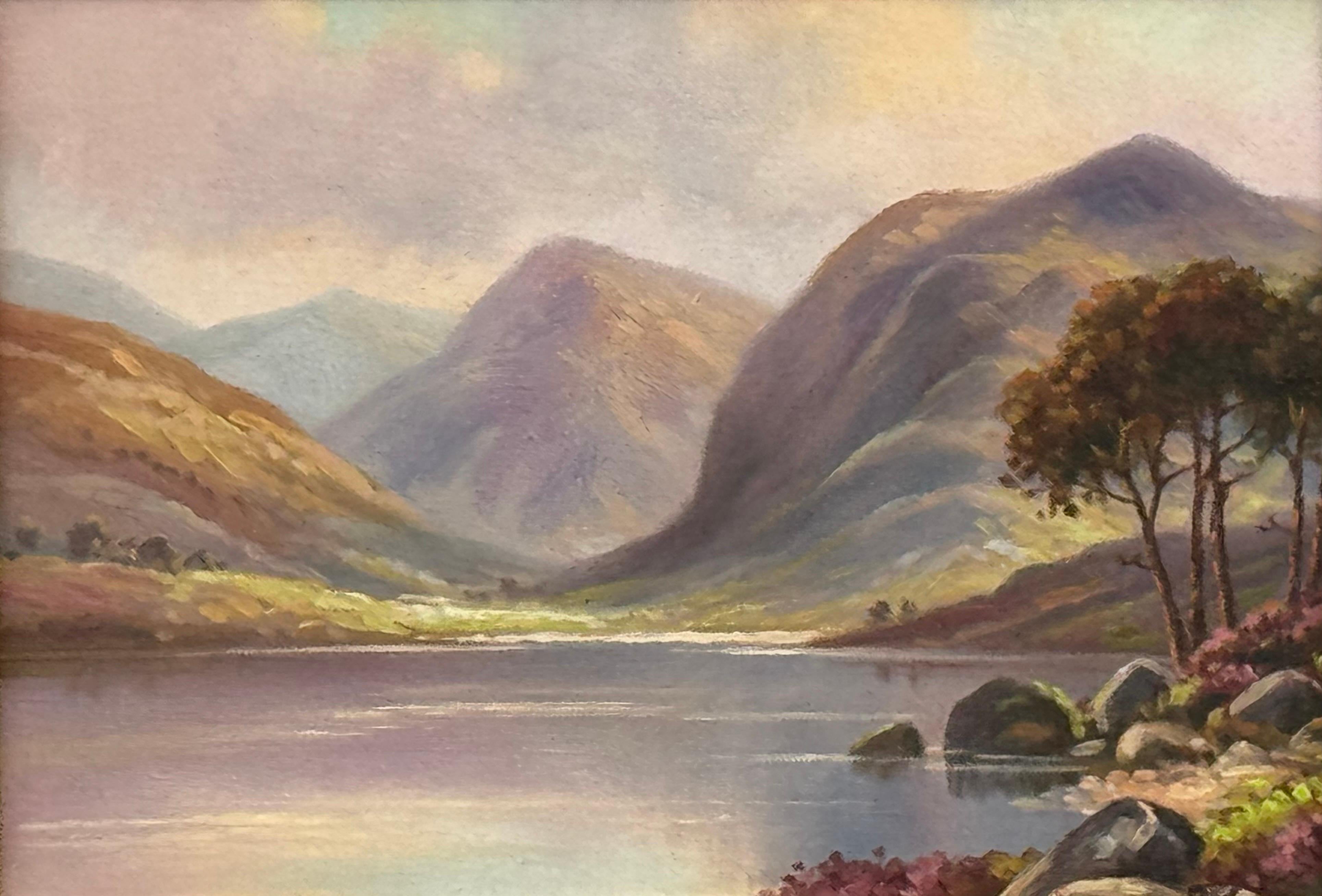 Miniatur Vintage Ölgemälde von Crummock Water in der englischen Lake District im Angebot 3