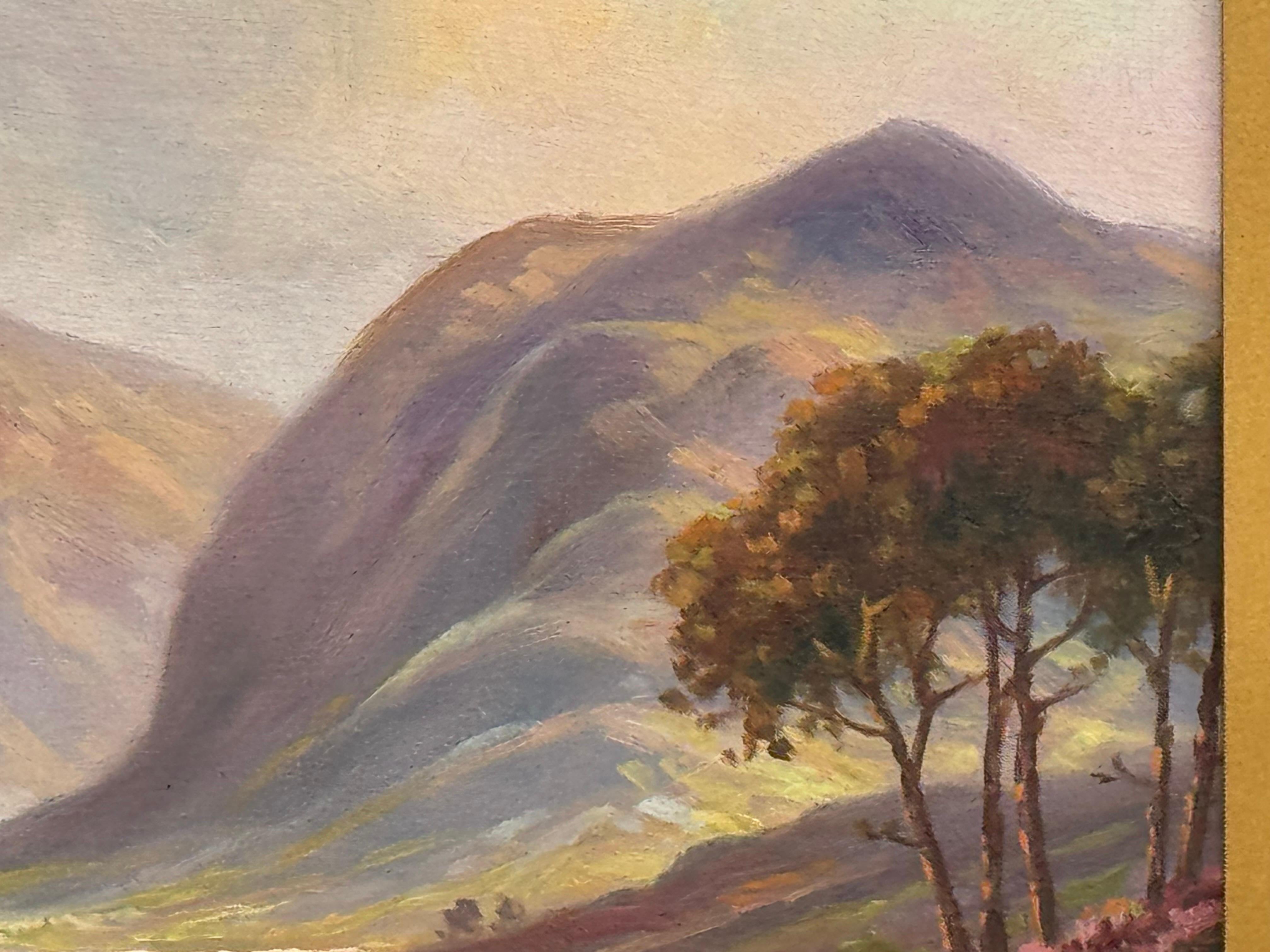 Miniatur Vintage Ölgemälde von Crummock Water in der englischen Lake District im Angebot 4