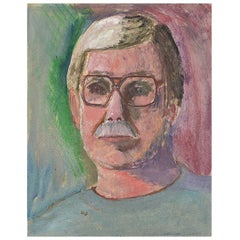 Portrait d'un homme avec une moutarde, peinture de C. Seglem, signée, années 1980