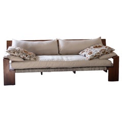 C Sofa in Oiled Teak, Woven Cotton Rope & Upholstery by Evam