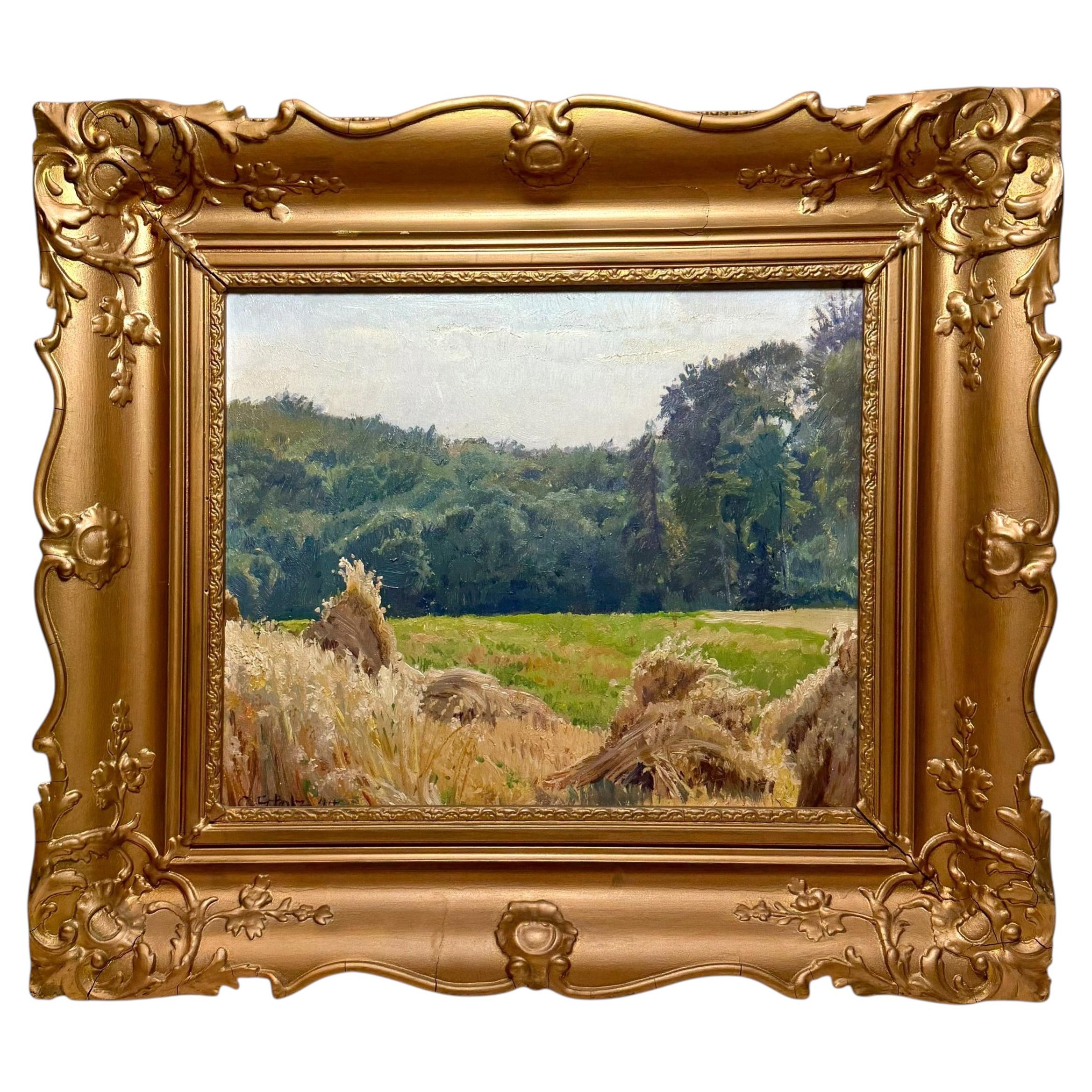 C. Stolz Painting On Board, Dated 1944 In Gilt Frame