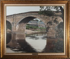 C. Stone - Großes Ölgemälde des 20. Jahrhunderts, Ribchester Bridge, Lancashire