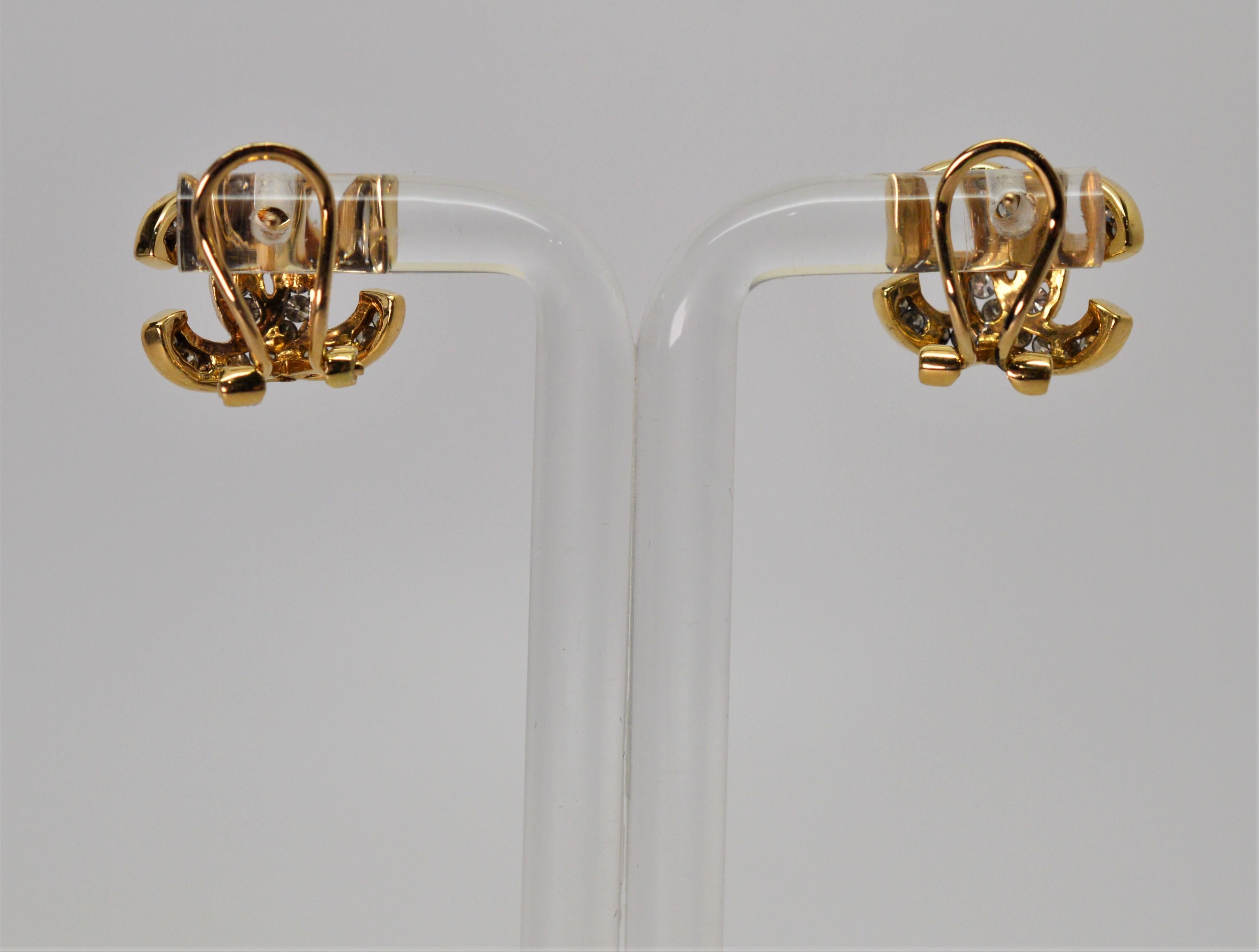 C-Style Yellow Gold Diamond Earrings 2