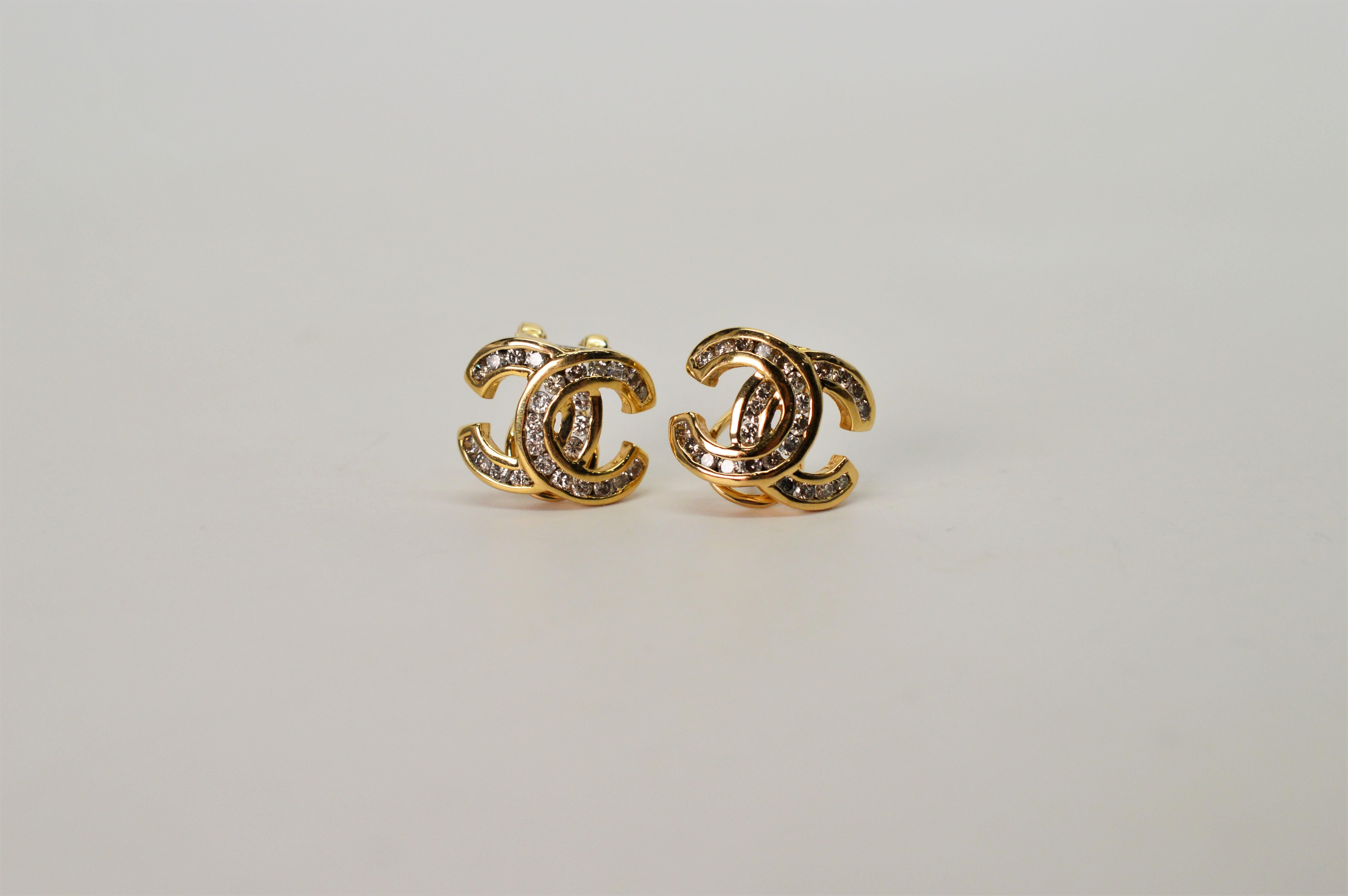 C-Style Yellow Gold Diamond Earrings 3