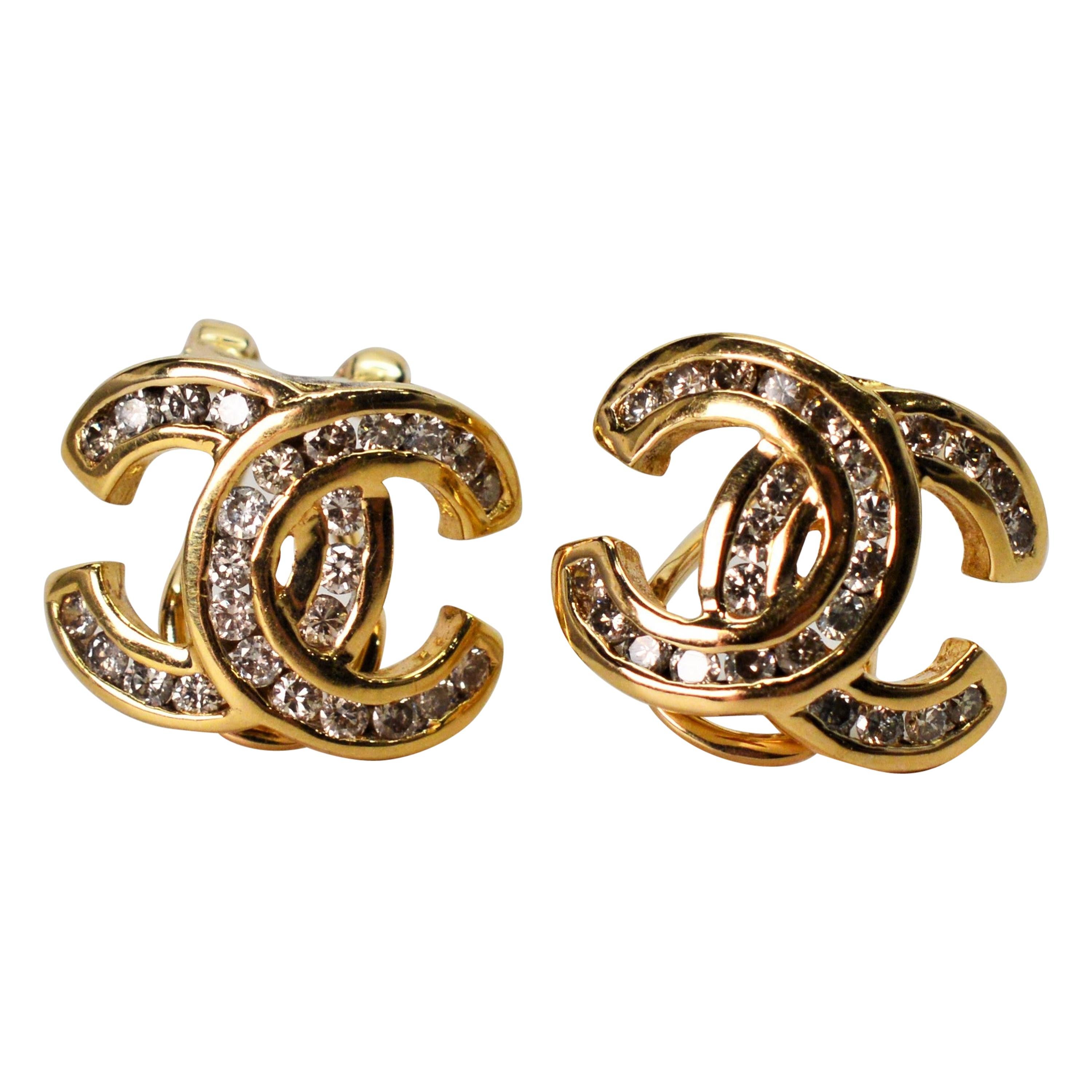 C-Style Yellow Gold Diamond Earrings