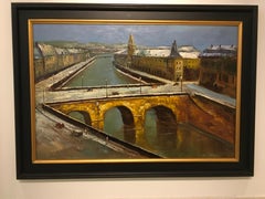 Vintage 'French Impressionist Winter Scene of River Seine', by C. Tony, Oil on Canvas