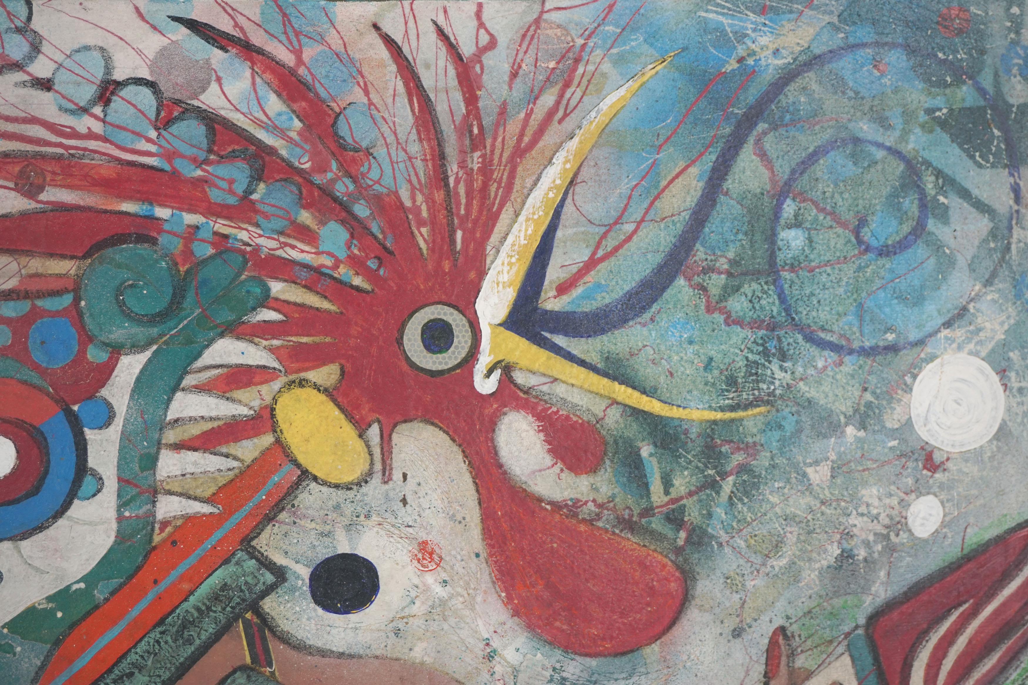 Figurativo astratto di ispirazione Maya - Figurative Painting Grigio di C Udesen