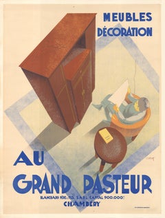 Charles Villot 'Grand Pasteur' 1935, Vintage Poster, Linen Backed