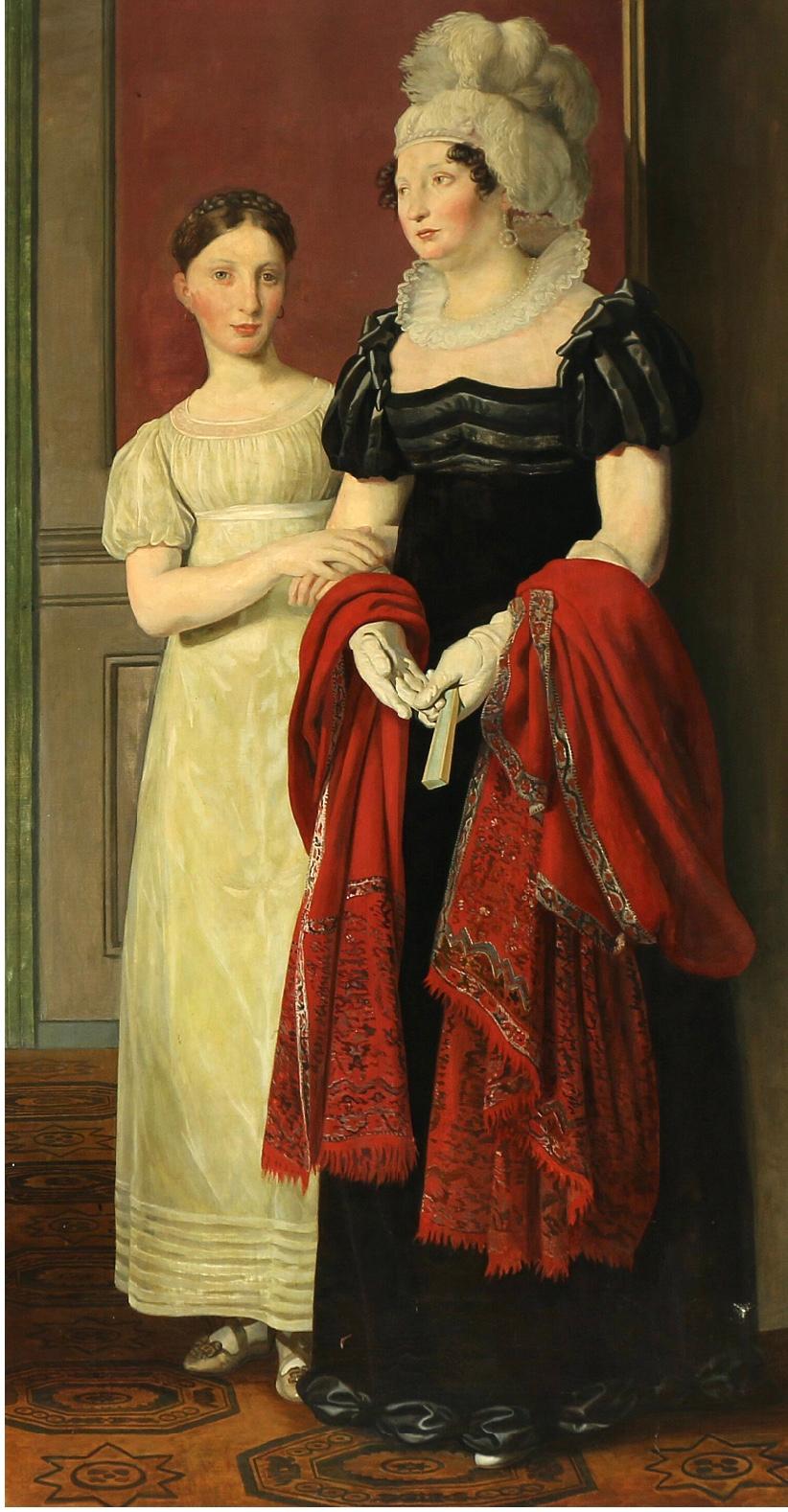 C. W. Eckersberg  Interior Painting - Mother and Daughter from Nathanson Family by C. W. Eckersberg, museum copy 19th.