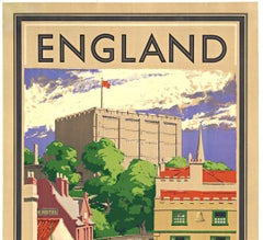 Originales lithografisches britisches Vintage-Reiseplakat Norwich Castle England, Norwich