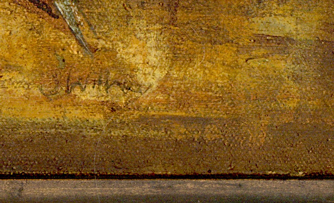 Huile du milieu du 20e siècle, « Fishing at the Lake », signée et encadrée par C. Wilhay en vente 3