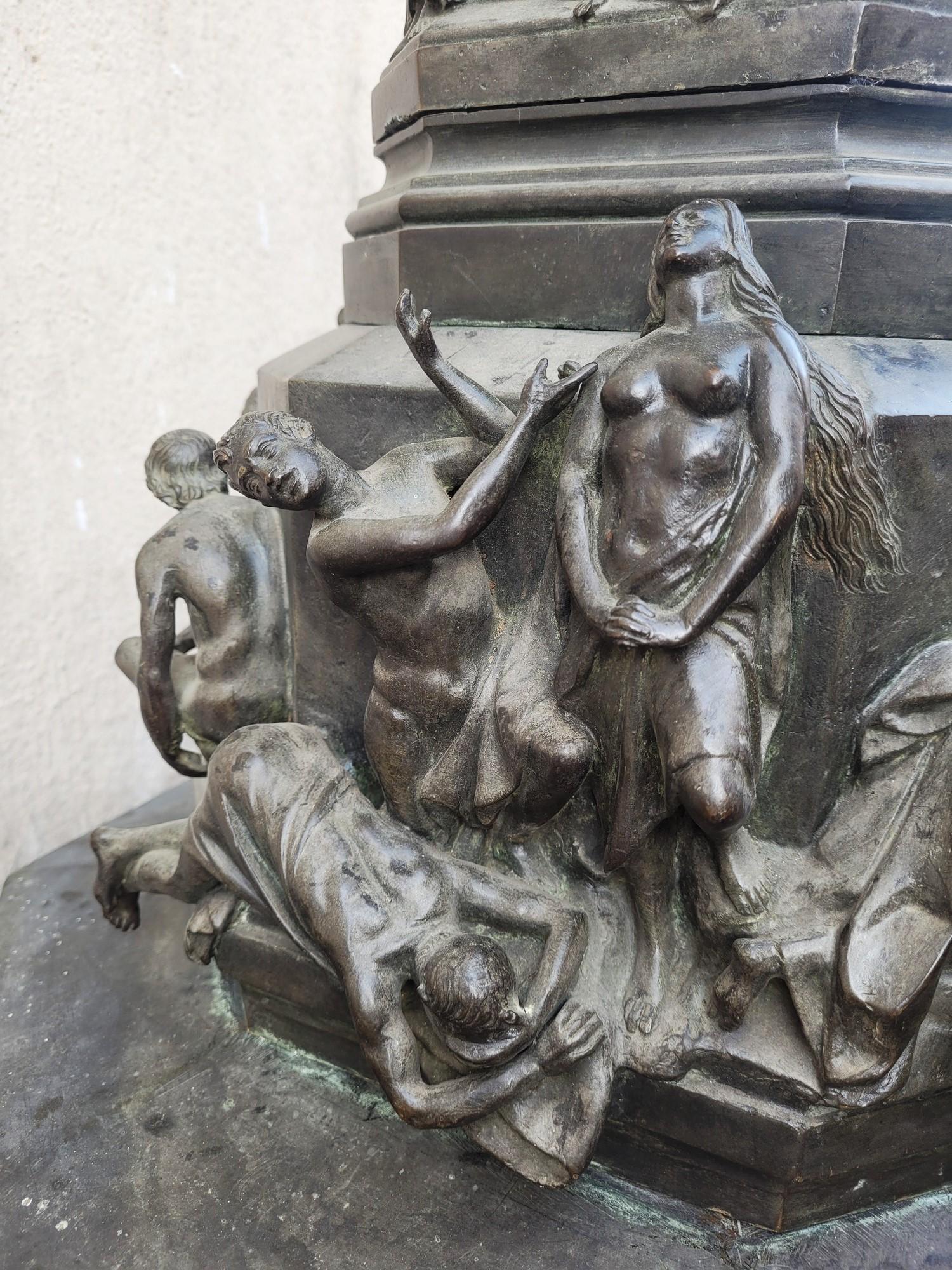 C Zocchi (d'après), Monument To Dante, réduction de bronze, fin du 19e/début du 20e siècle Bon état - En vente à MARSEILLE, FR