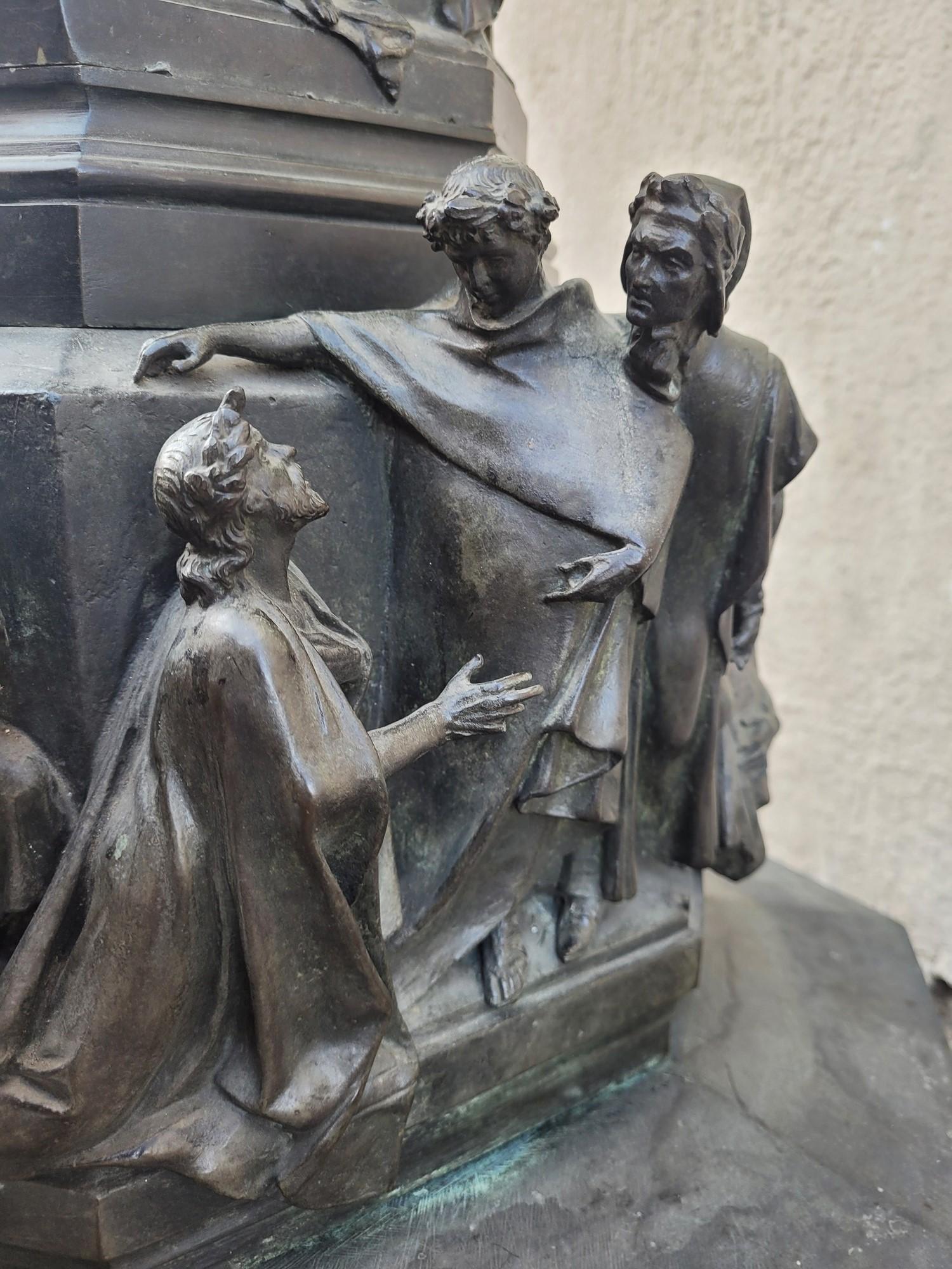 C Zocchi (d'après), Monument To Dante, réduction de bronze, fin du 19e/début du 20e siècle en vente 2