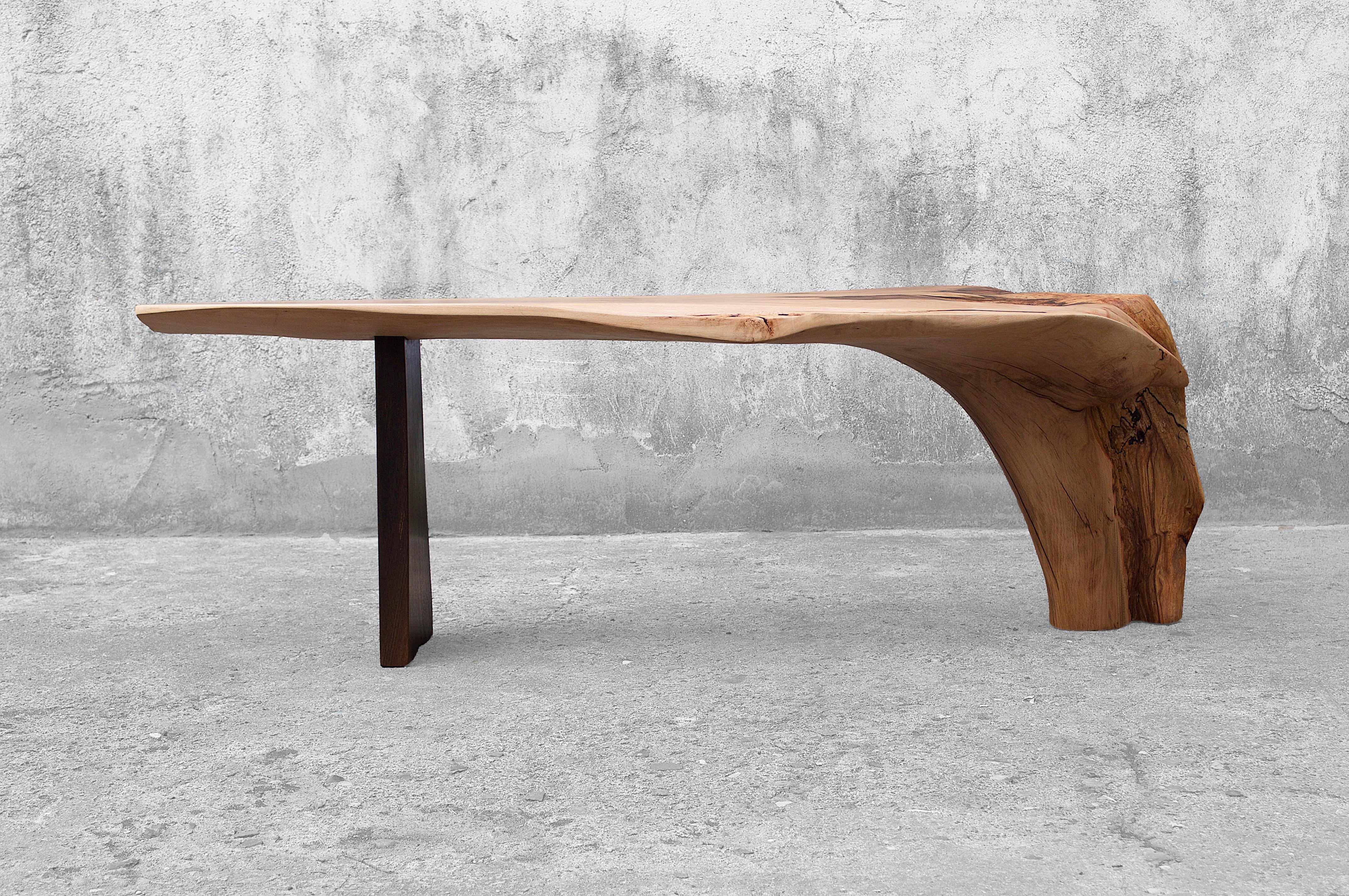 C1166 Console Table in Beech And Smoked Oak Wood by Jörg Pietschmann In New Condition For Sale In Geneve, CH