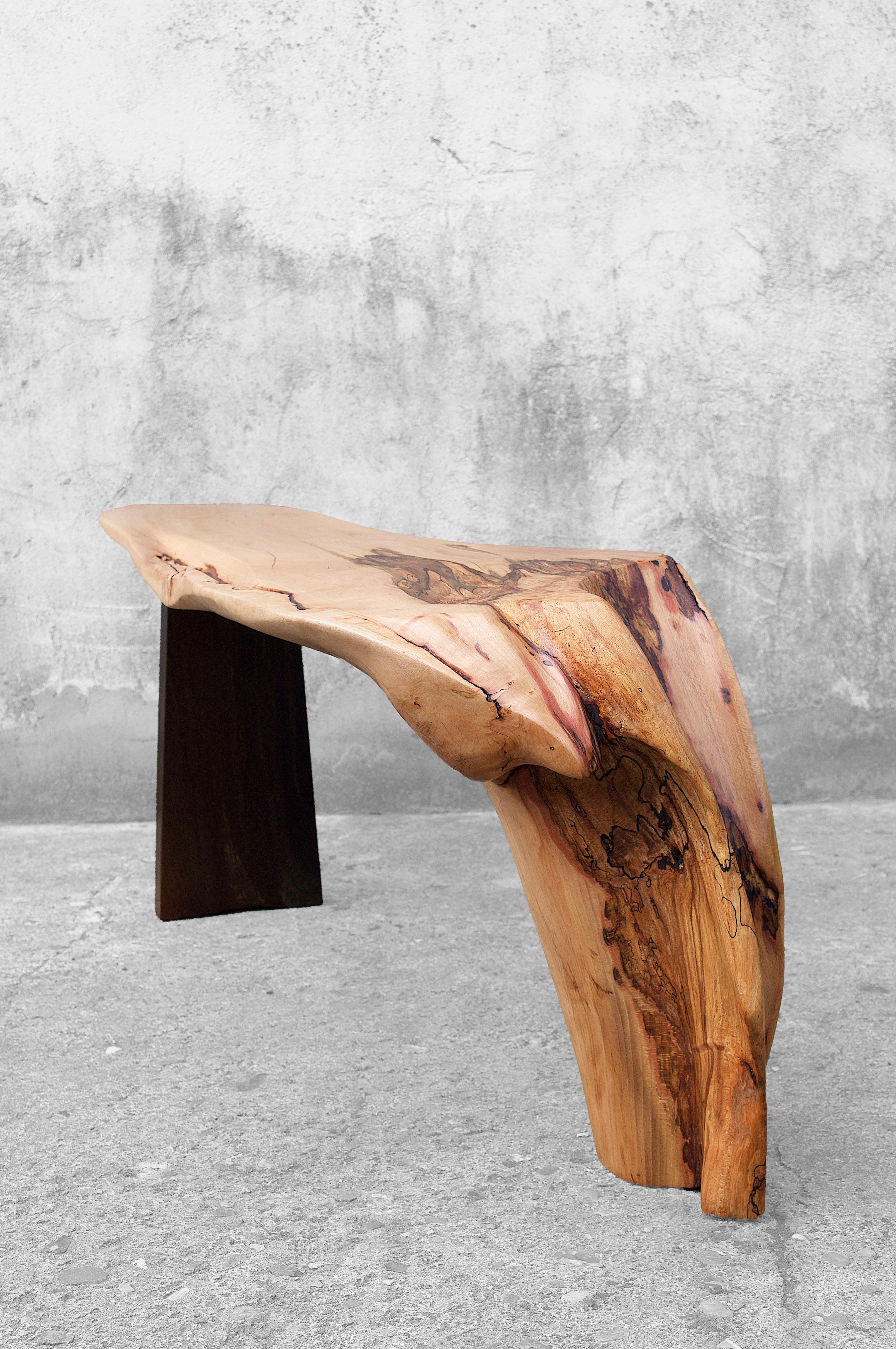 Contemporary C1166 Console Table in Beech And Smoked Oak Wood by Jörg Pietschmann For Sale