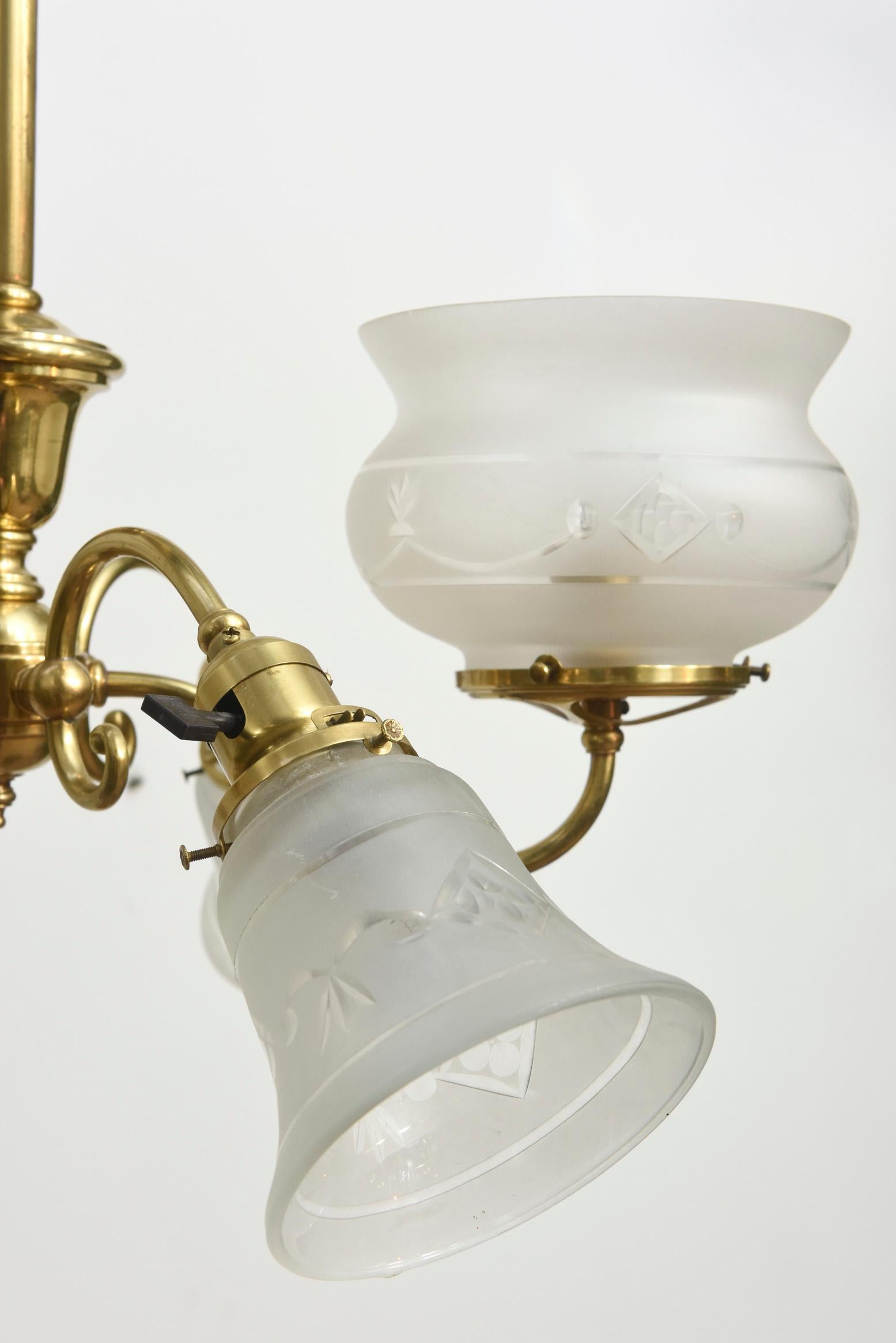 19th Century C145 Six Light Gas and Electric Fixture