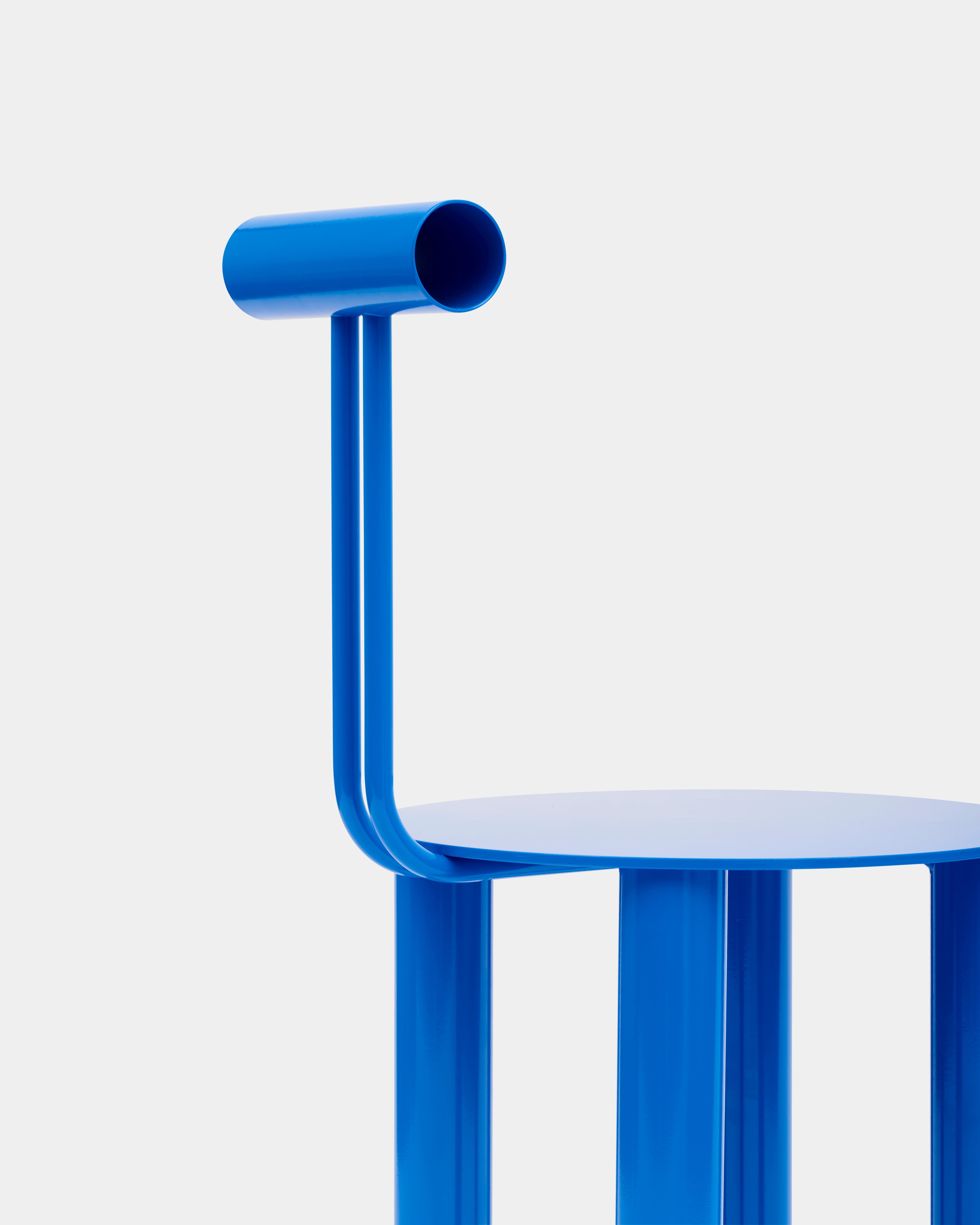 Stuhl C1513, blau, von Daniel Schmidt (Pulverbeschichtet) im Angebot