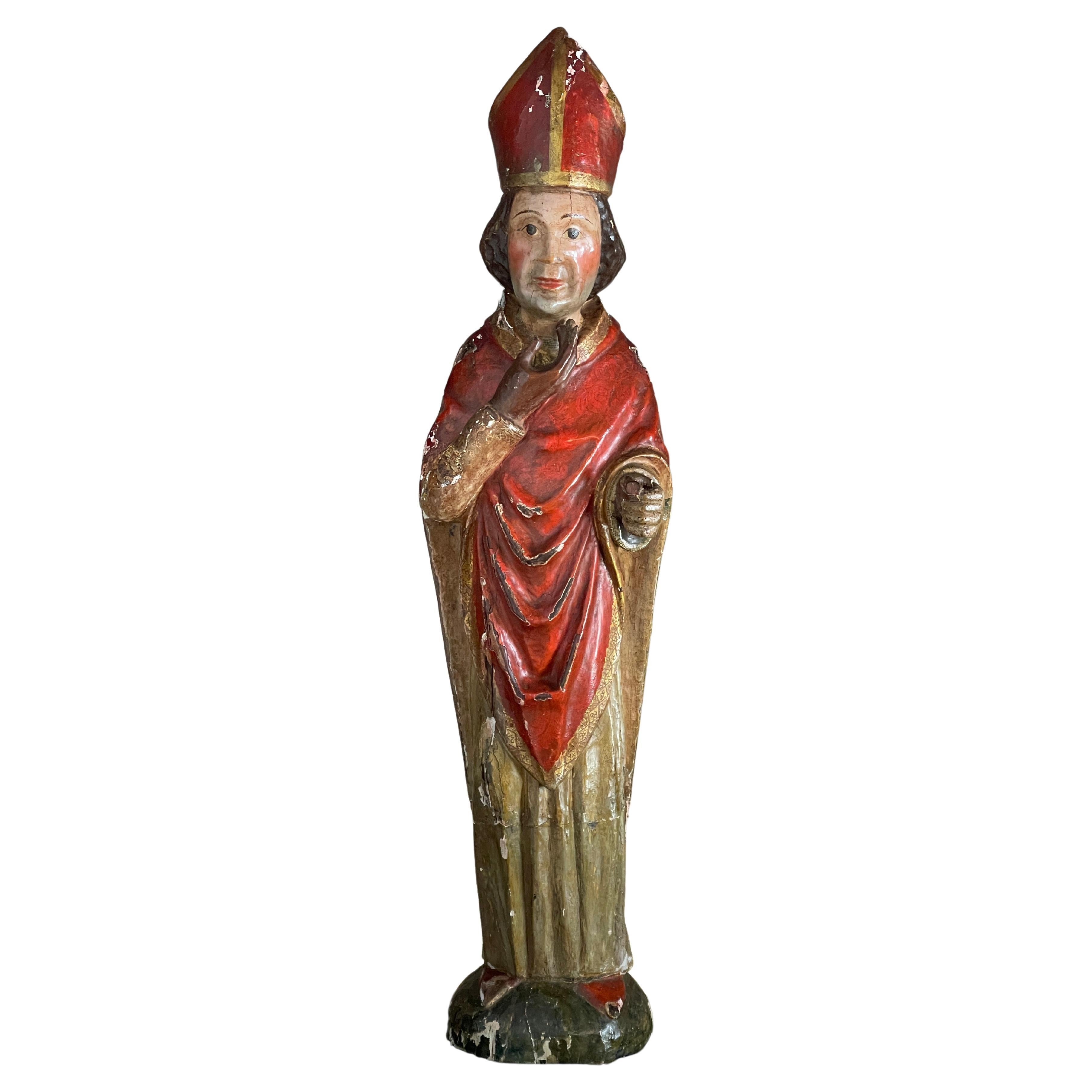 C1600 wood carving of a cardinal For Sale