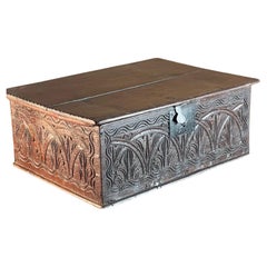 C1680 Oak Bible Box Well Carved
