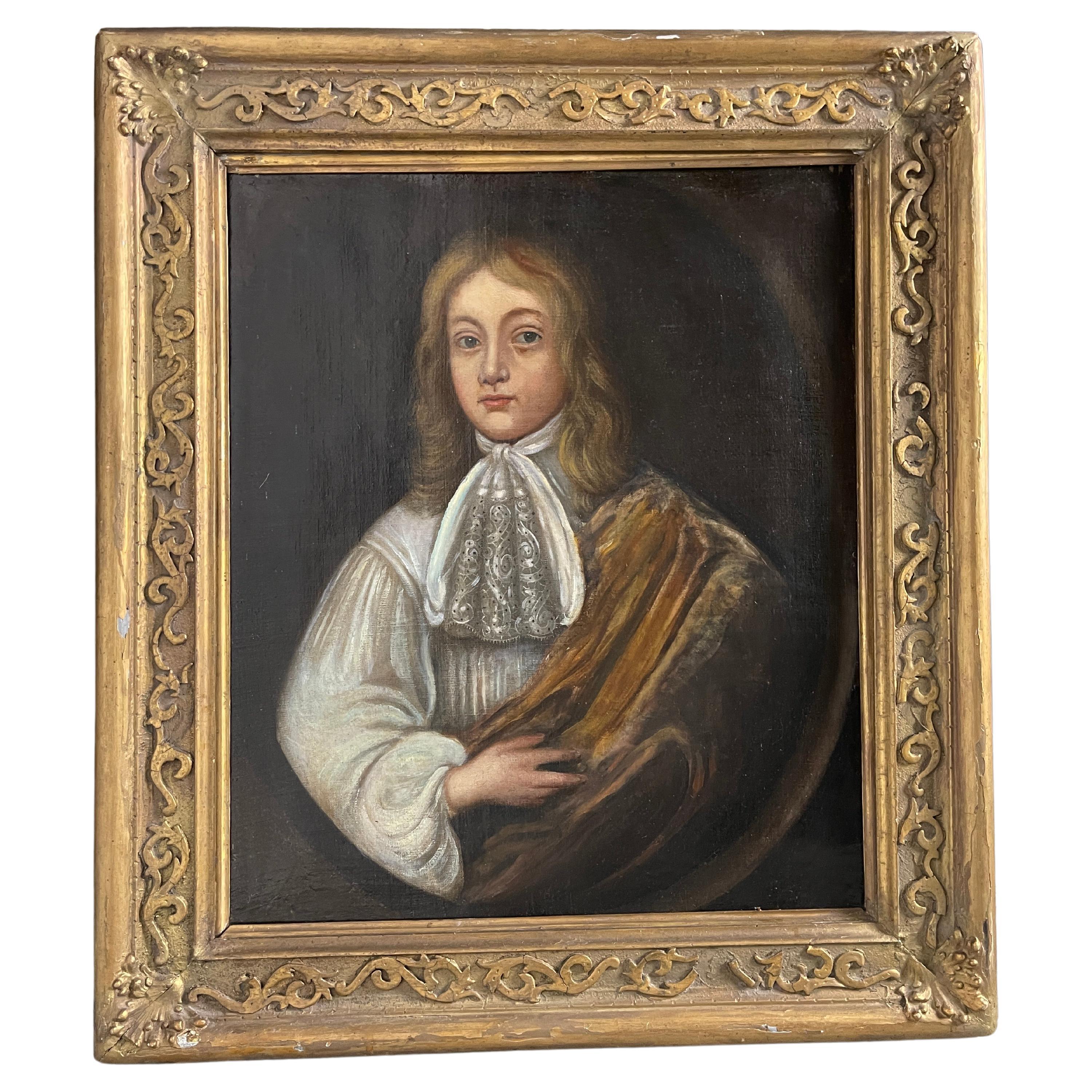 C1680 oil on canvas portrait of a young man For Sale