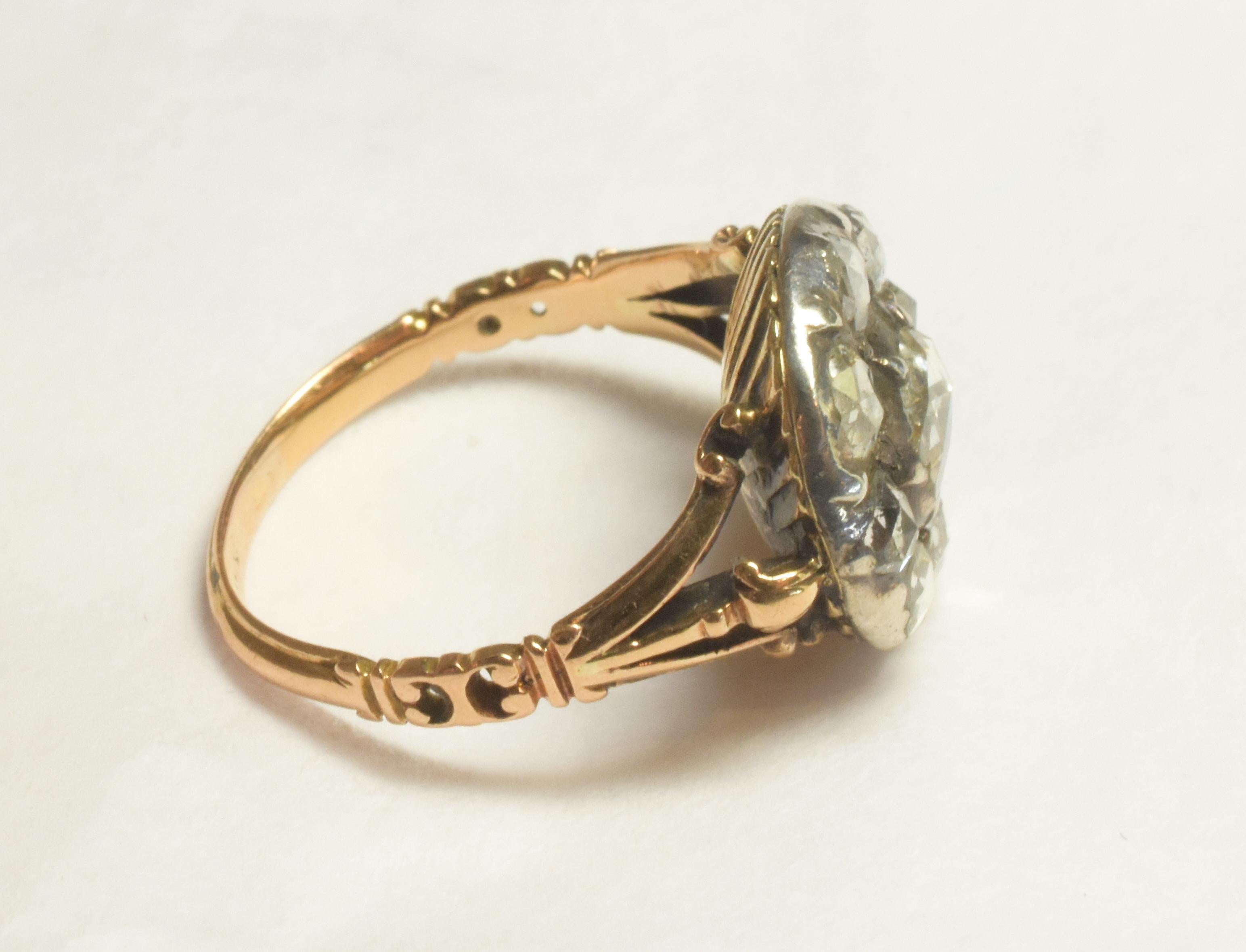 C1700 18K Tudor Periode Roségold-Diamant-Cluster-Ring im Angebot 1
