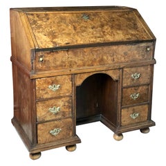 C1700 Knielochbureau aus Wurzelnuss auf originalen Bunten Füßen