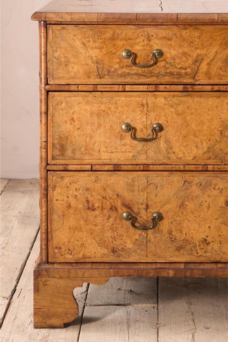 This an exceptional set of 18th century Georgian chest of drawers. These are c.1720 and as far as I can tell totally original. The burr walnut is stunning with the best colour I have seen and wonderful figuring throughout. The beaded details have an