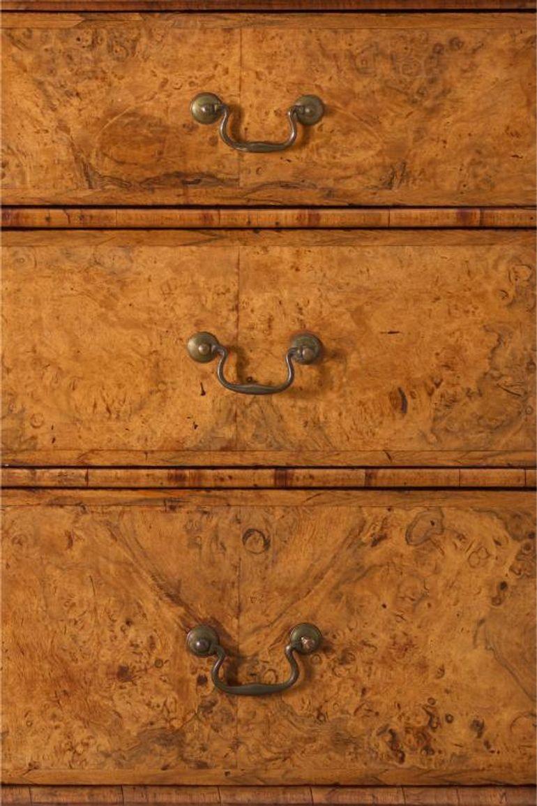 18th Century c.1720 English Georgian burr walnut chest of drawers