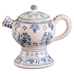 c.1760s French Faience Blue & White Posset Pot / Cream Pot, Museum-Referenced