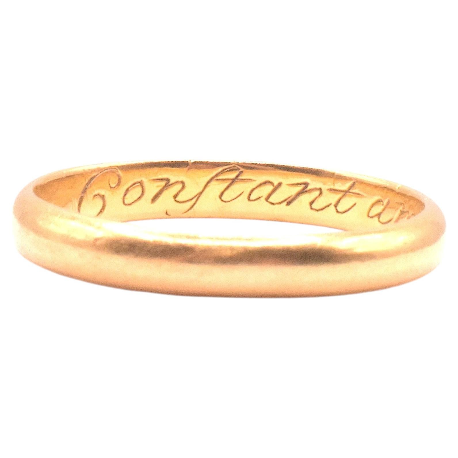 C1770 Bague Posey 18K "Constant Am I Until I Die", taille 9 en vente