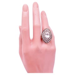 C1780 15K Portuguese Rock Crystal Marquis Shaped Cluster Ring