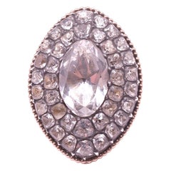 C1780 Anello a grappolo in cristallo di rocca portoghese 15K a forma di marchesa