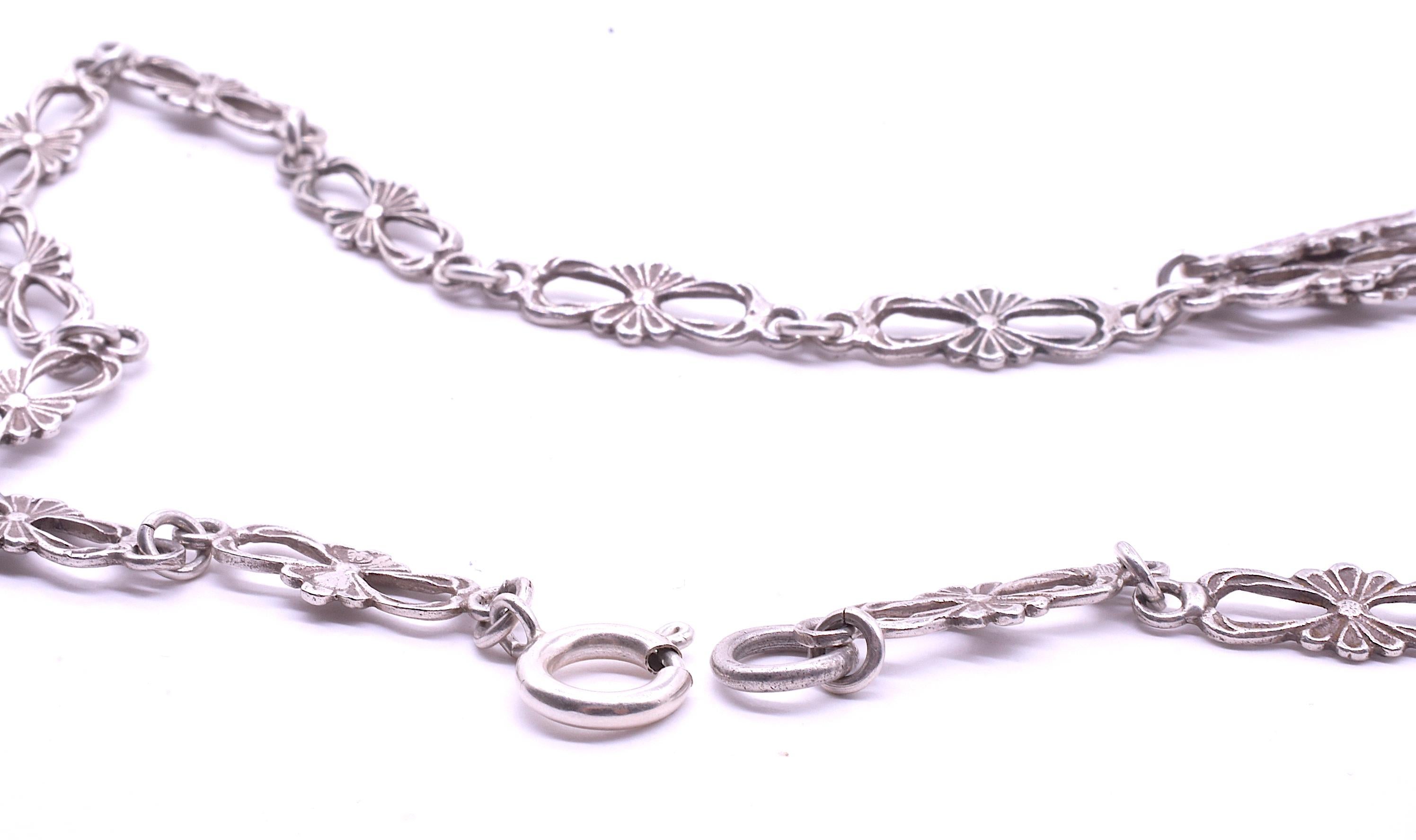 C1780 Georgian Sterling Muff Chain Made Up of Bow Links For Sale 1