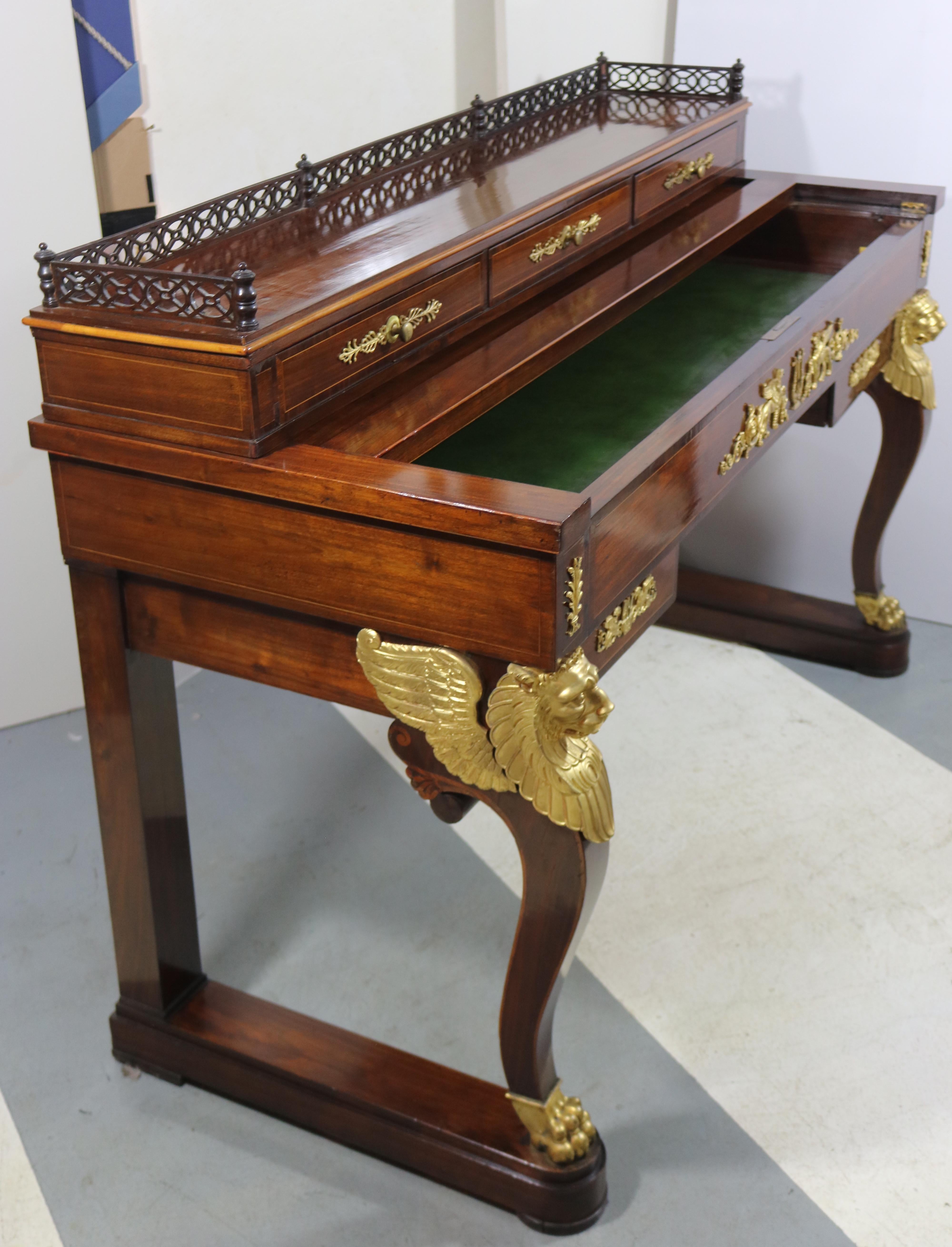 1790-French Empire Writing Desk Secretaire Gilt Ormolu-manner Thomire/Desmalter  For Sale 1