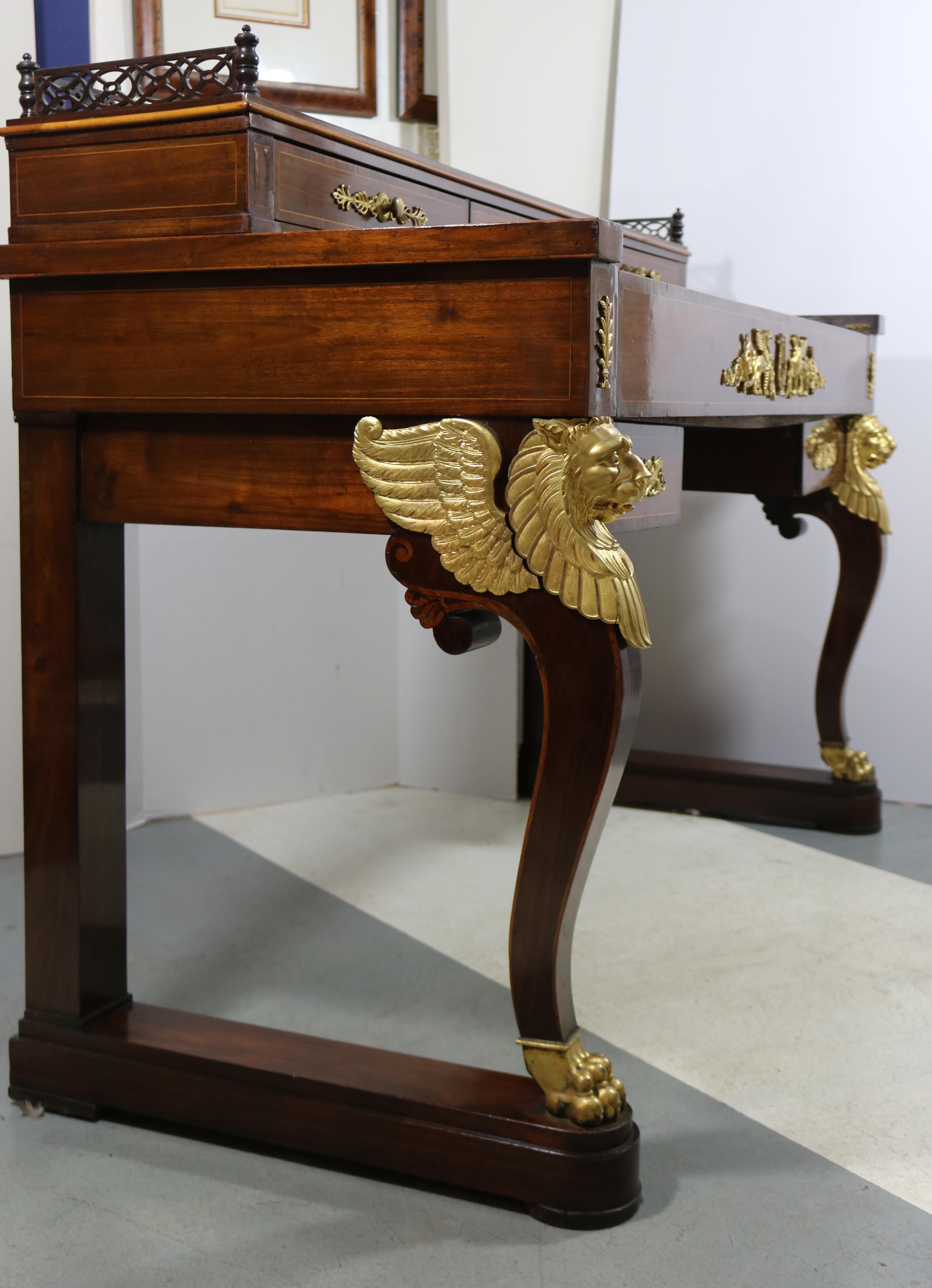 1790-French Empire Writing Desk Secretaire Gilt Ormolu-manner Thomire/Desmalter  For Sale 2