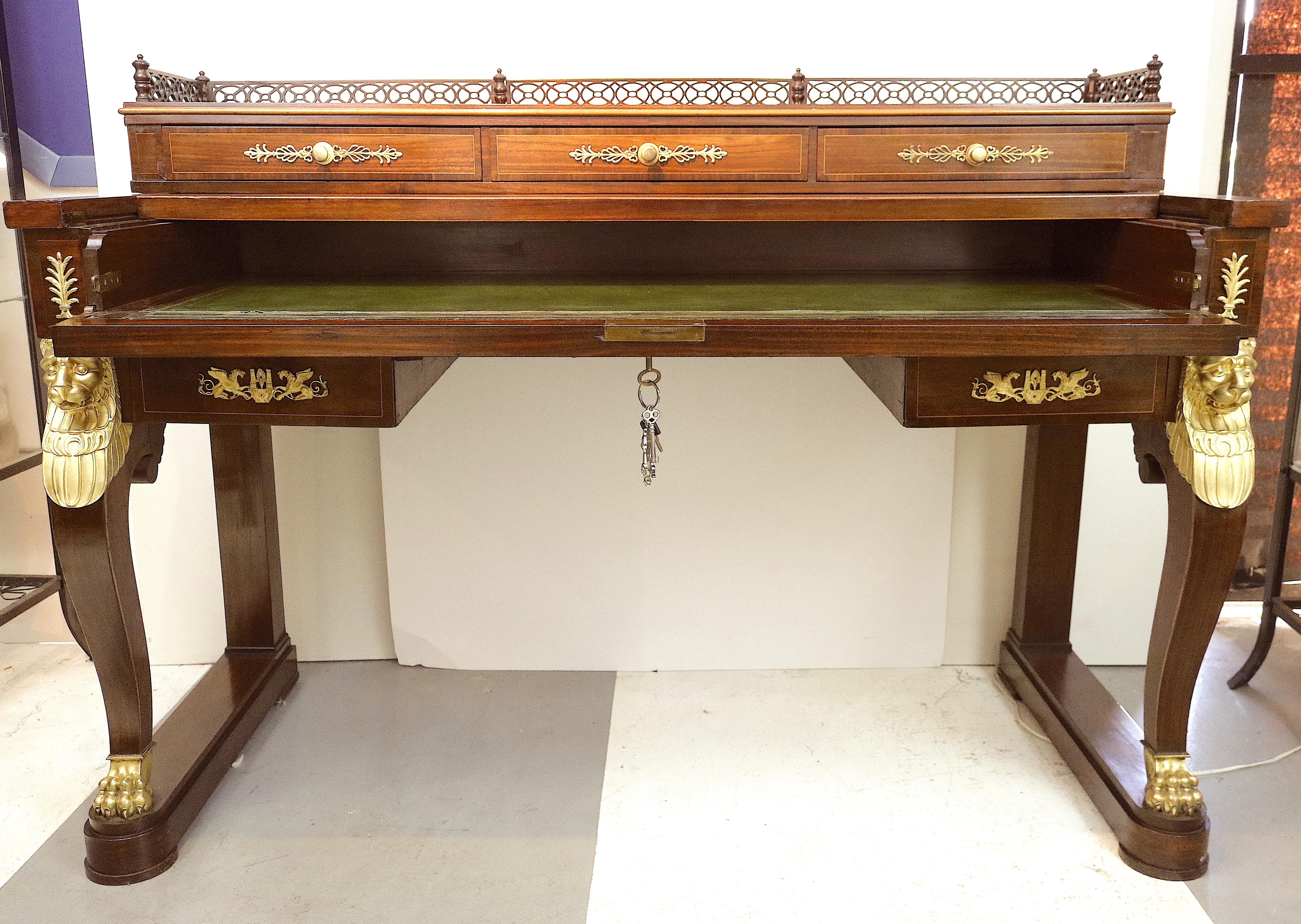 Bronze 1790-French Empire Writing Desk Secretaire Gilt Ormolu-manner Thomire/Desmalter  For Sale