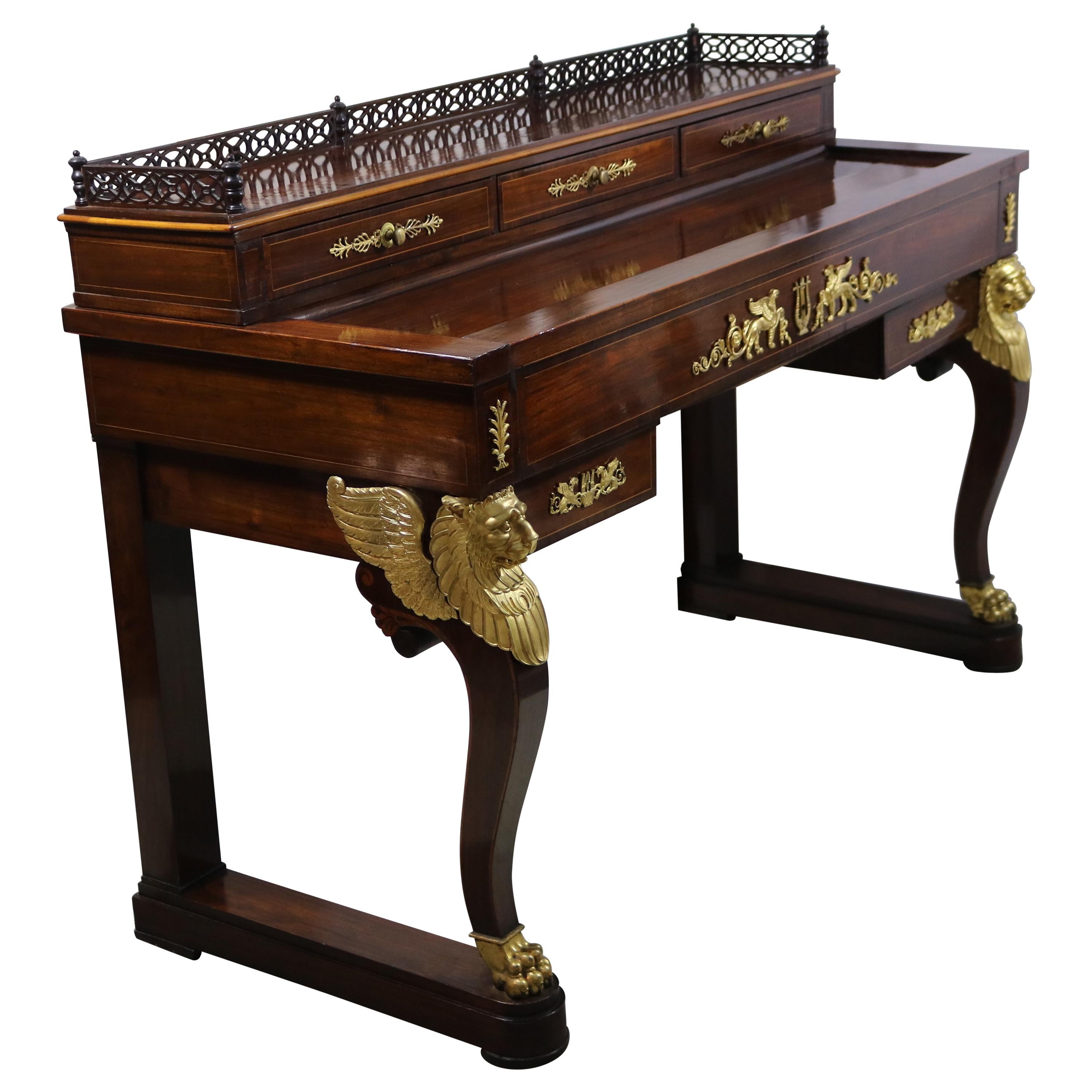 1790-French Empire Writing Desk Secretaire Gilt Ormolu-manner Thomire/Desmalter  For Sale