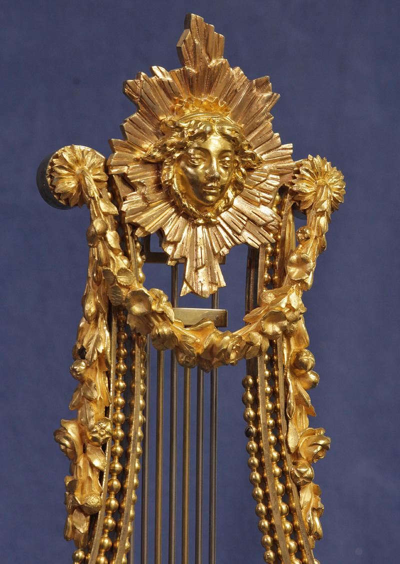 Late 18th Century c.1790 French Ormolu and Marble Swinging Lyre Clock