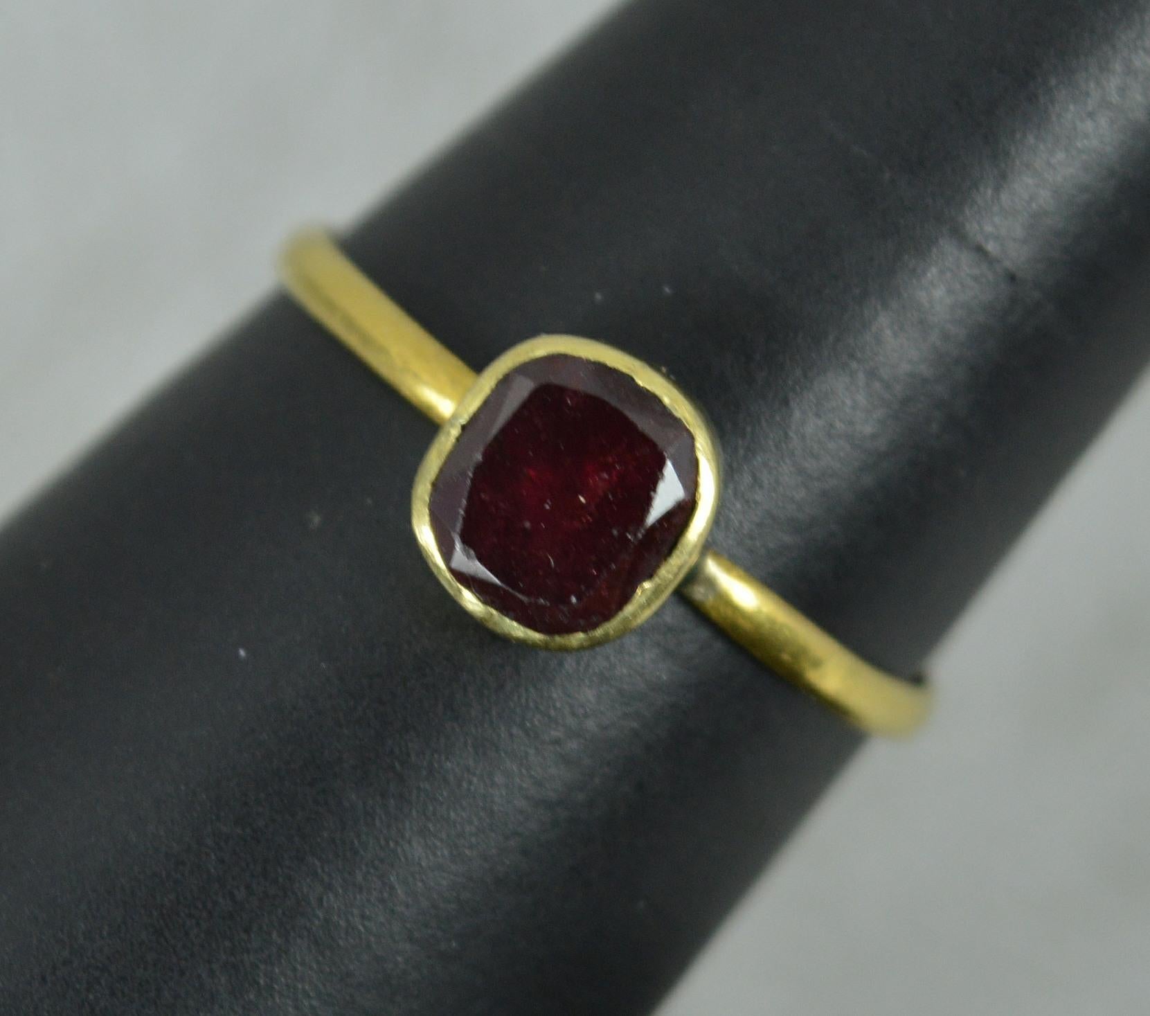 c1790 Georgian 22 Carat Yellow Gold and Garnet Solitaire Stack Ring 5