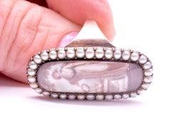 C1790 Neoclassical Painted Mourning Ring of Woman over Urn Under Weeping Willow