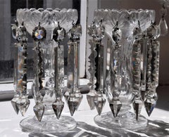 c17901810 Pair Regency Anglo-Irish Cut Lead Crystal Mantle Lusters/ Girandoles
