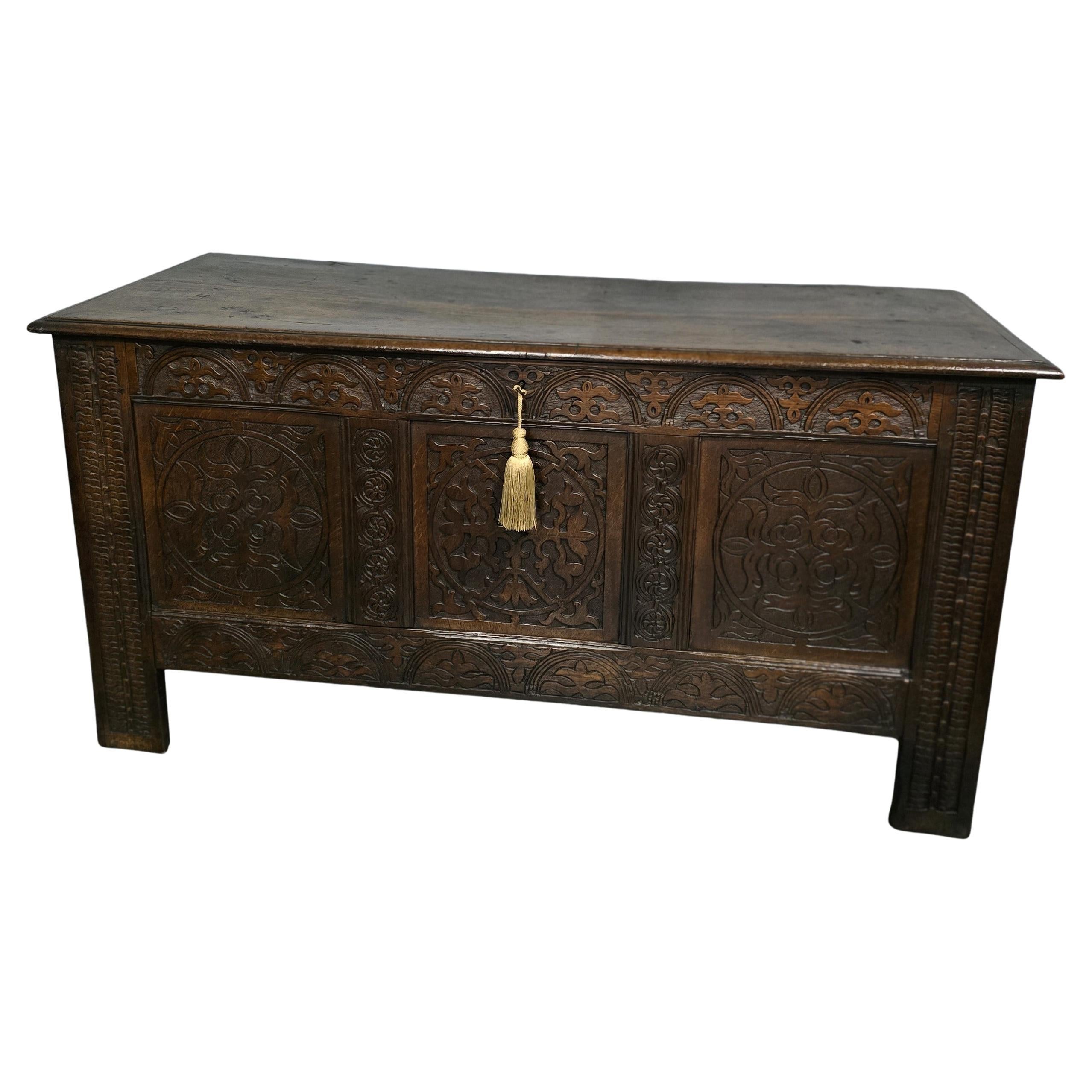 C17th Oak Coffer Charles 1