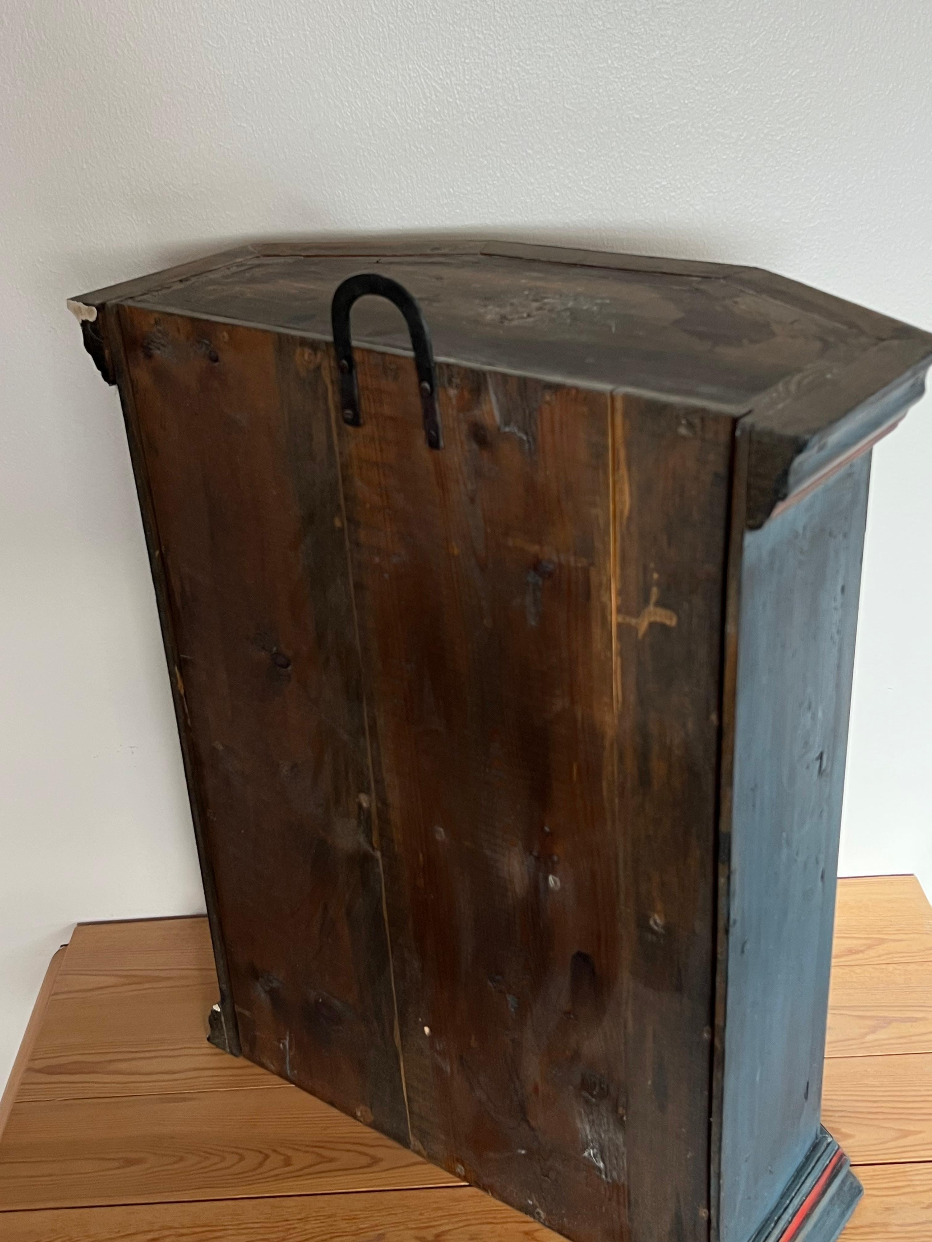 c.18/1900s RUSTIC hanging cabinet with Rosemaling, Baroque style, Norway For Sale 7