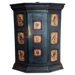 c.18/1900s RUSTIC hanging cabinet with Rosemaling, Baroque style, Norway