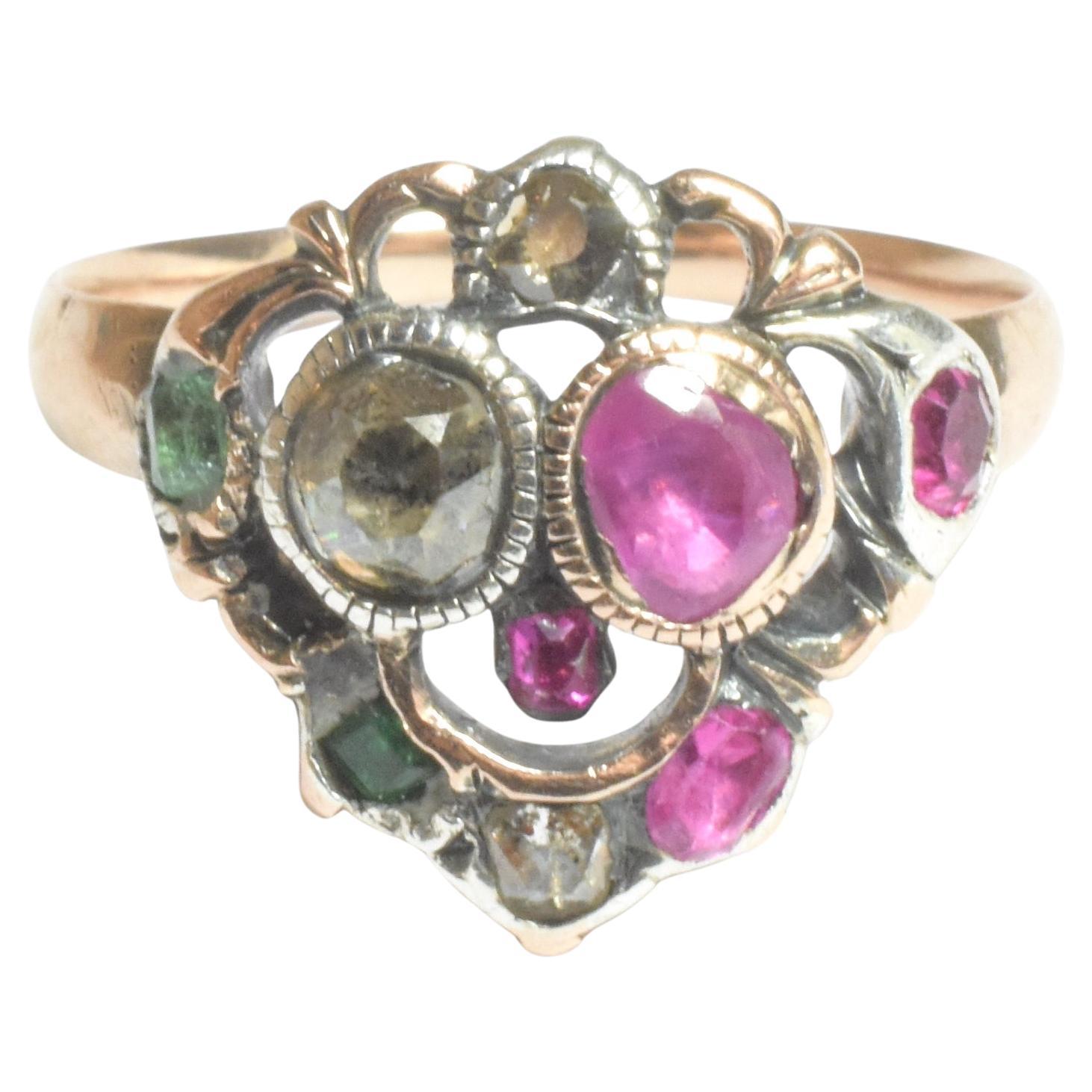 Rare and wonderful Georgian giardinetti ring, Italian for 