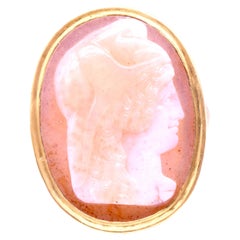 Neoklassizistischer Hartsteinkamee des griechischen Helden Perseus, um 1800, 18 Karat